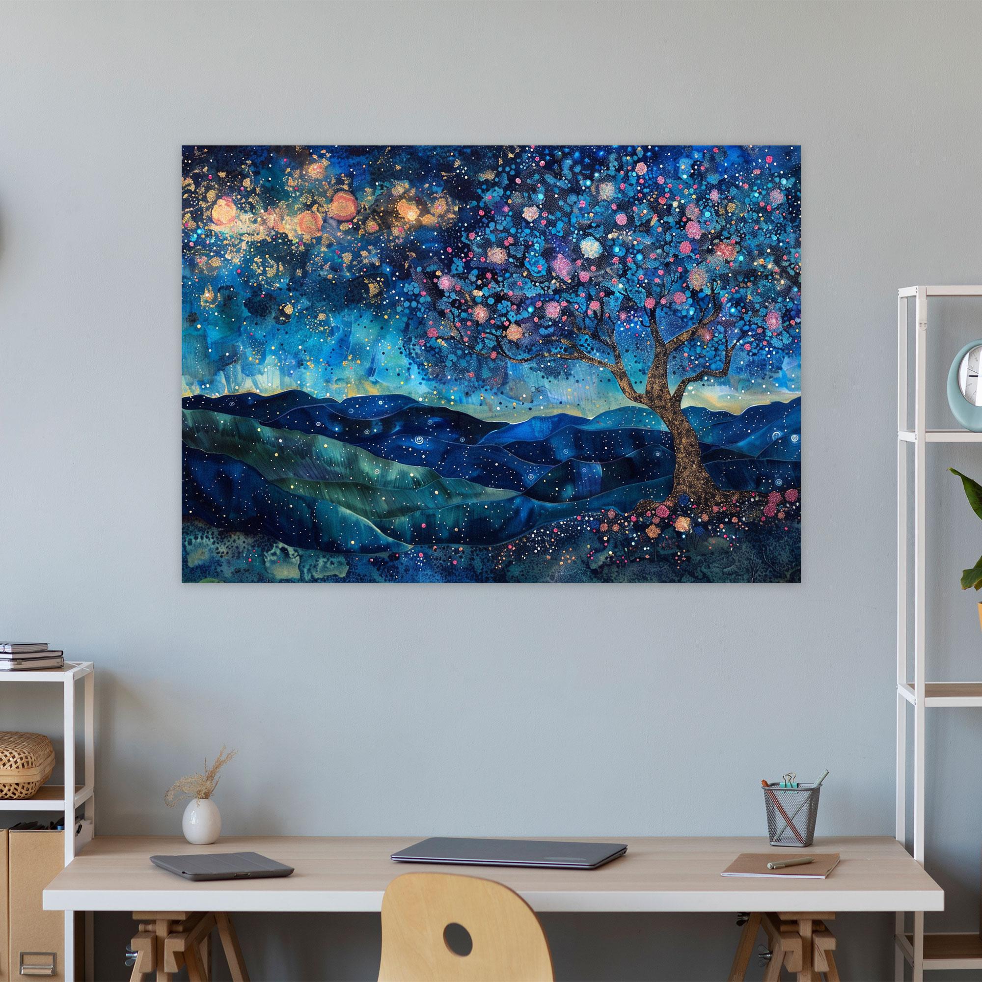 Dreamy Galaxy Pointillism Wall Decoration - Pointillism, Canvas Wall Art, Wall Decoration, Pointillism