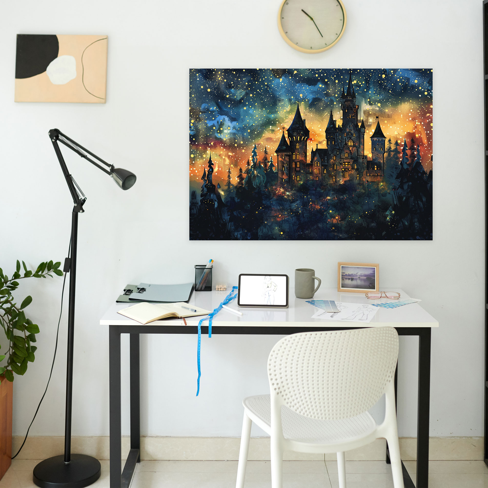 Magical Fairytale Castle Pointillism Wall Art - Pointillism, Home Decoration, Wall Decoration, Pointillism