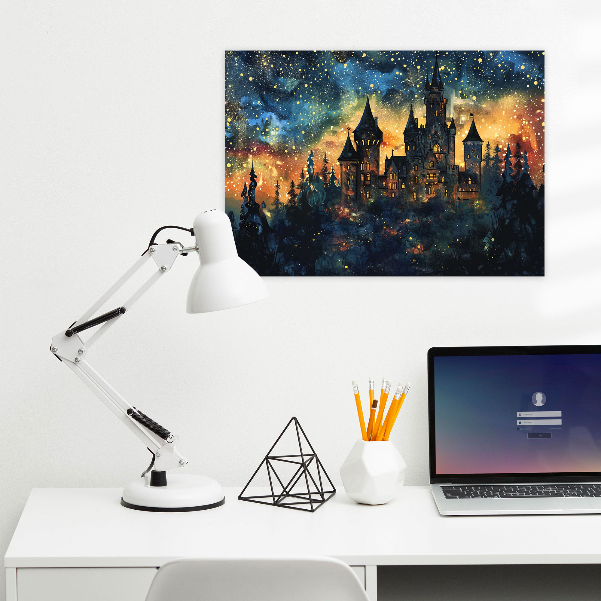 Magical Fairytale Castle Pointillism Wall Art - Pointillism, Home Decoration, Wall Decoration, Pointillism