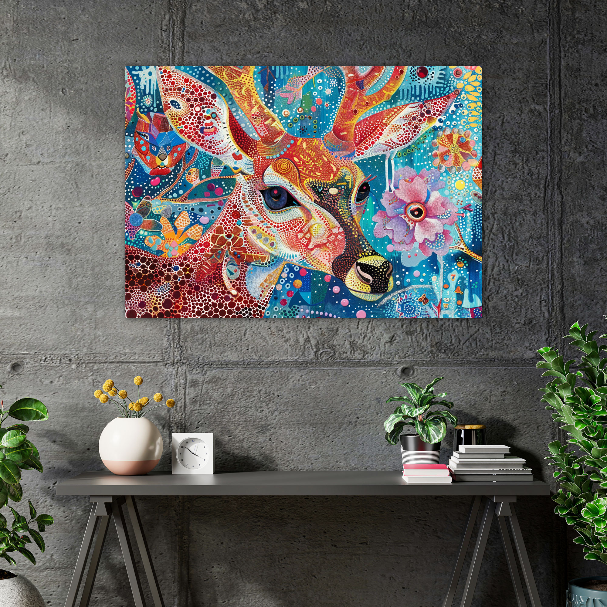 Whimsical Animal Characters Pointillism Canvas Art - Pointillism, Wall Decoration, Wall Art, Canvas Wall Art