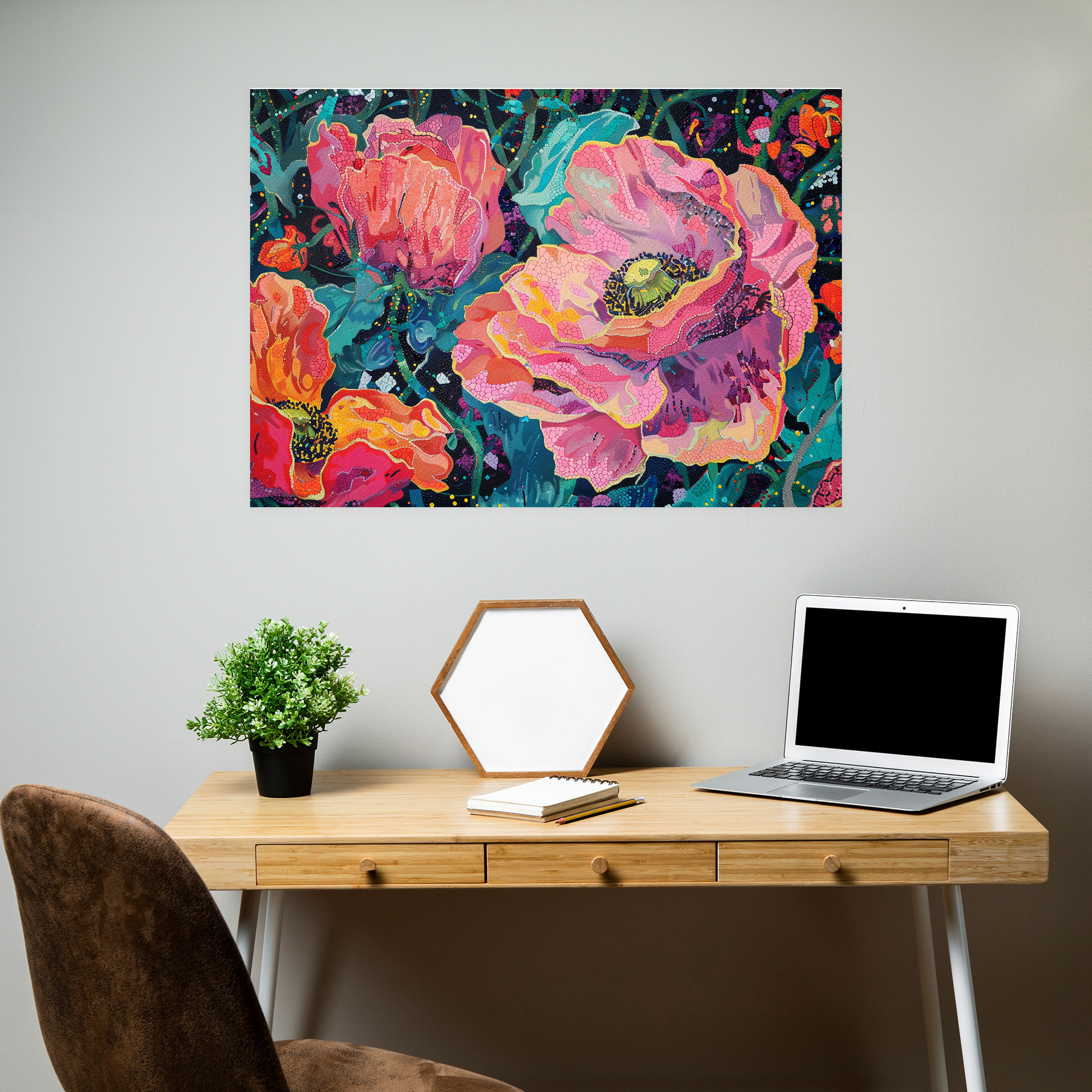 Dreamy Floral Pointillism Wall Art Canvas Print - Pointillism, Canvas Wall Art, Pointillism, Wall Art