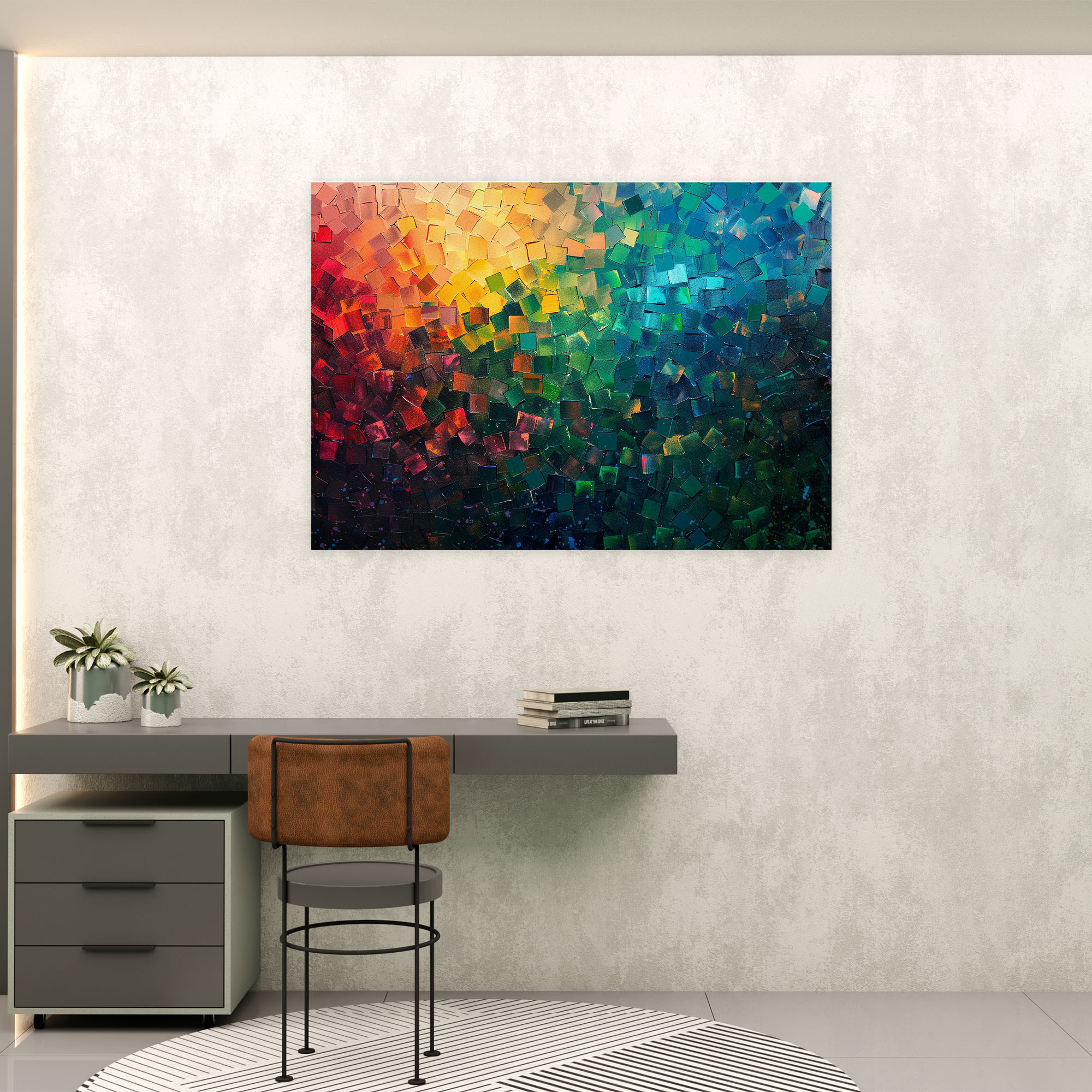 Abstract Geometric Pointillism Wall Decoration - Pointillism, Canvas Wall Art, Canvas Print, Canvas
