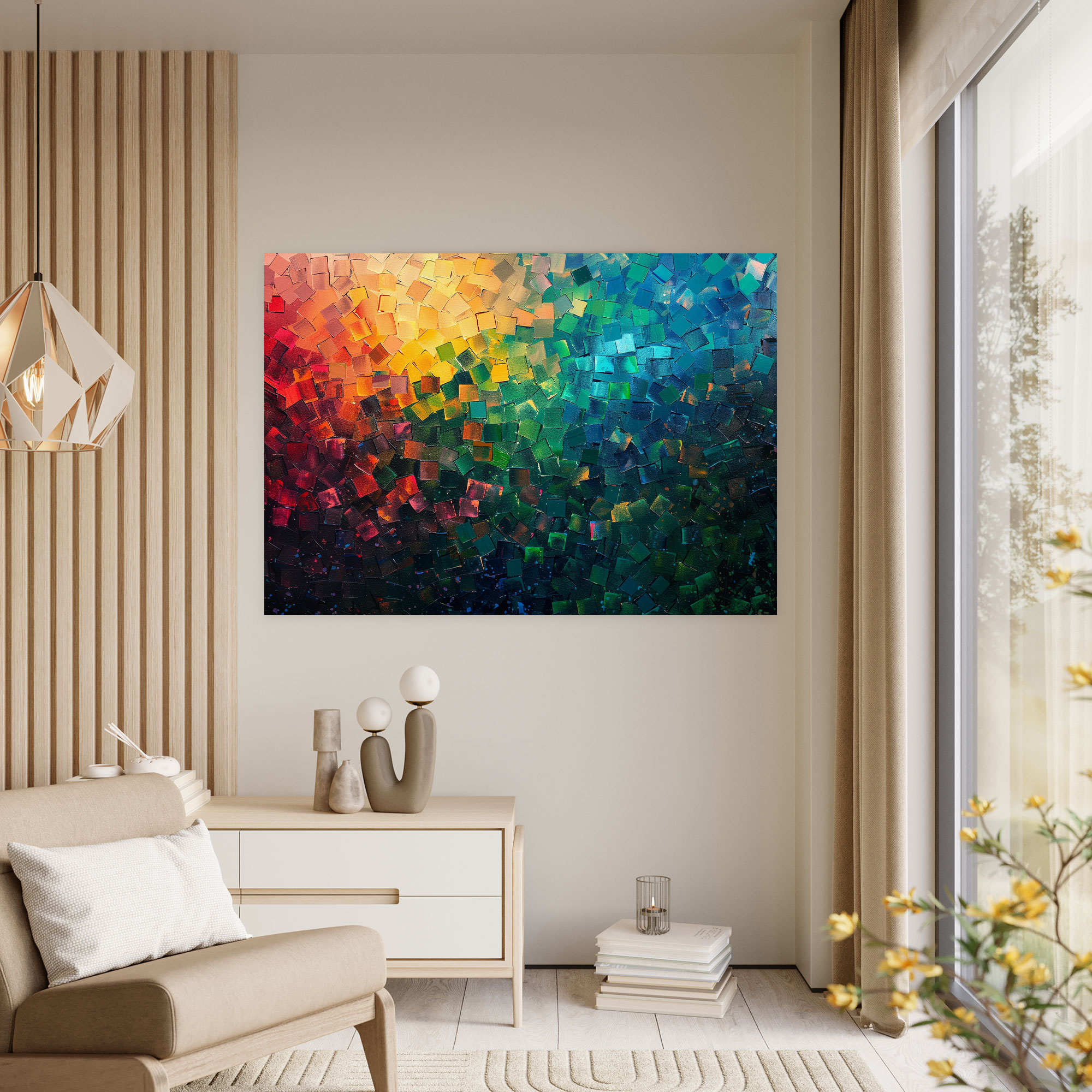 Abstract Geometric Pointillism Wall Decoration - Pointillism, Canvas Wall Art, Canvas Print, Canvas