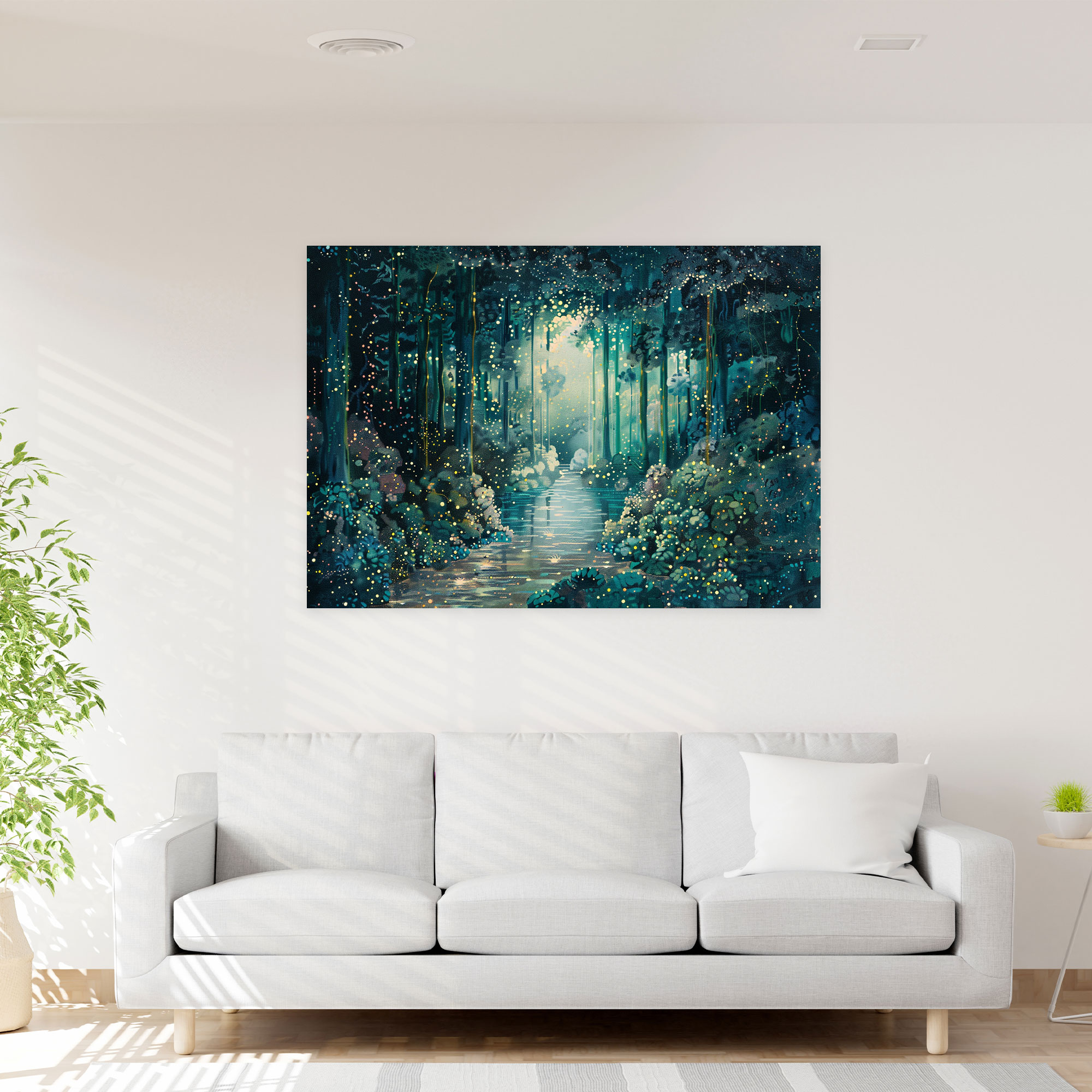 Mystical Forest Pointillism Wall Art Canvas Print - Pointillism, Canvas, Wall Art, Home Decoration