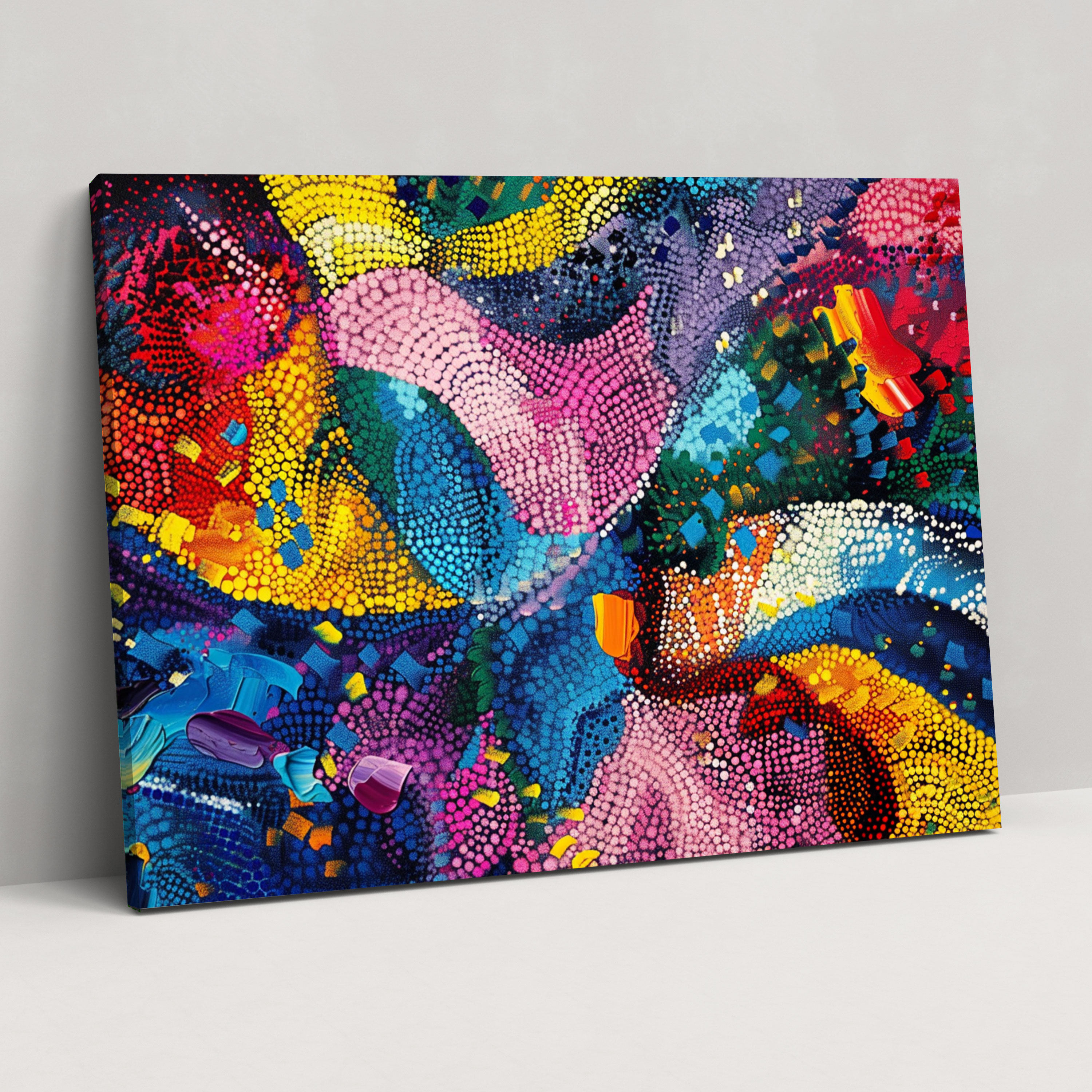 Bold Abstract Pointillism Canvas Art - Pointillism, Canvas, Canvas Print, Home Decoration