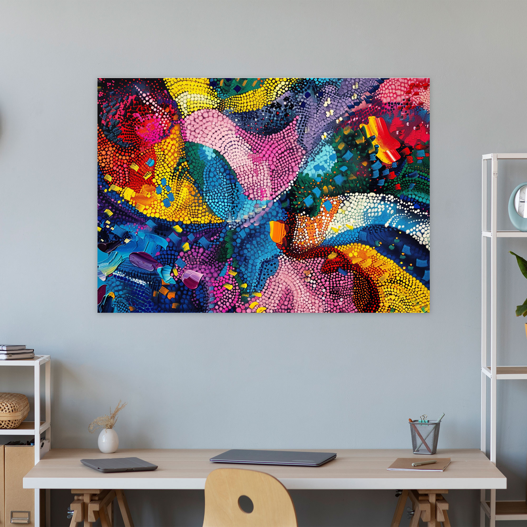 Bold Abstract Pointillism Canvas Art - Pointillism, Canvas, Canvas Print, Home Decoration