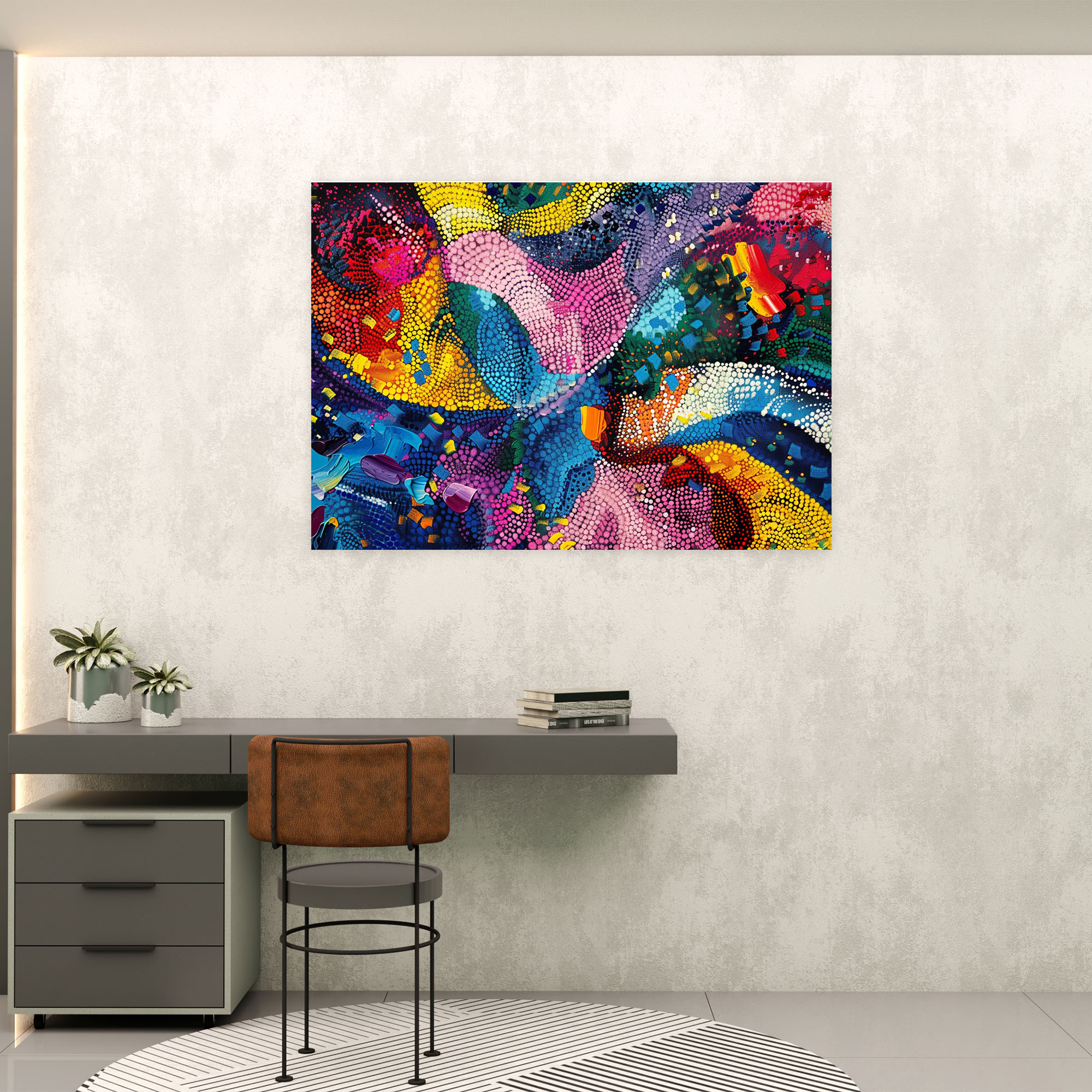 Bold Abstract Pointillism Canvas Art - Pointillism, Canvas, Canvas Print, Home Decoration