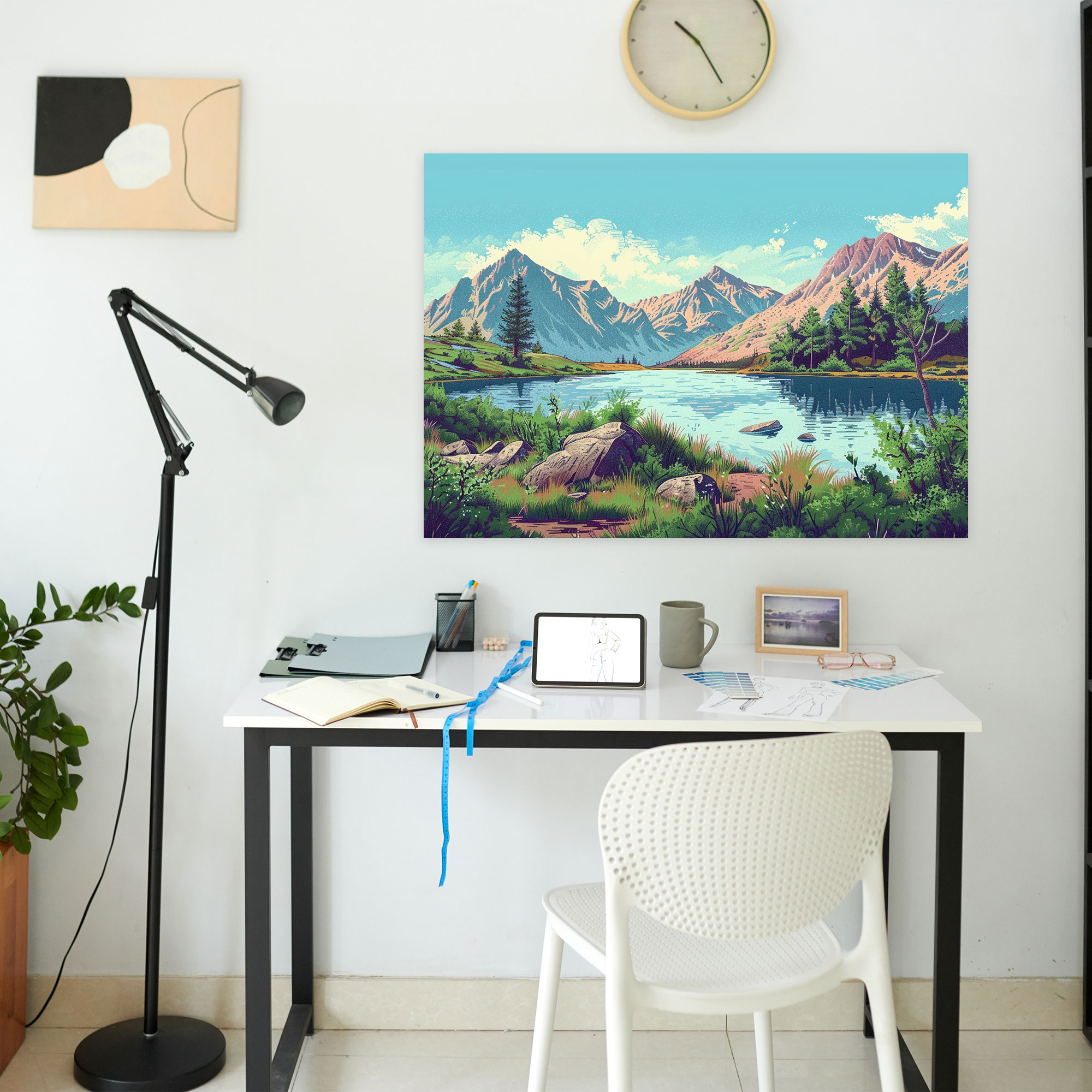 Tranquil View Pointillism Wall Art - Pointillism, Home Decoration, Canvas Wall Art, Wall Art