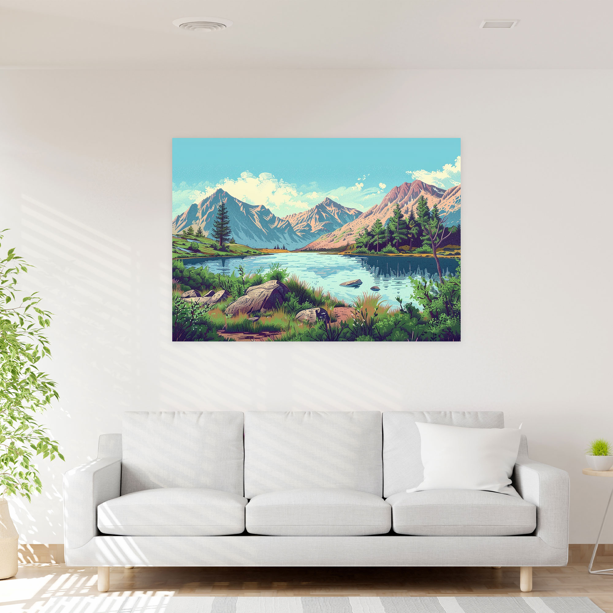 Tranquil View Pointillism Wall Art - Pointillism, Home Decoration, Canvas Wall Art, Wall Art