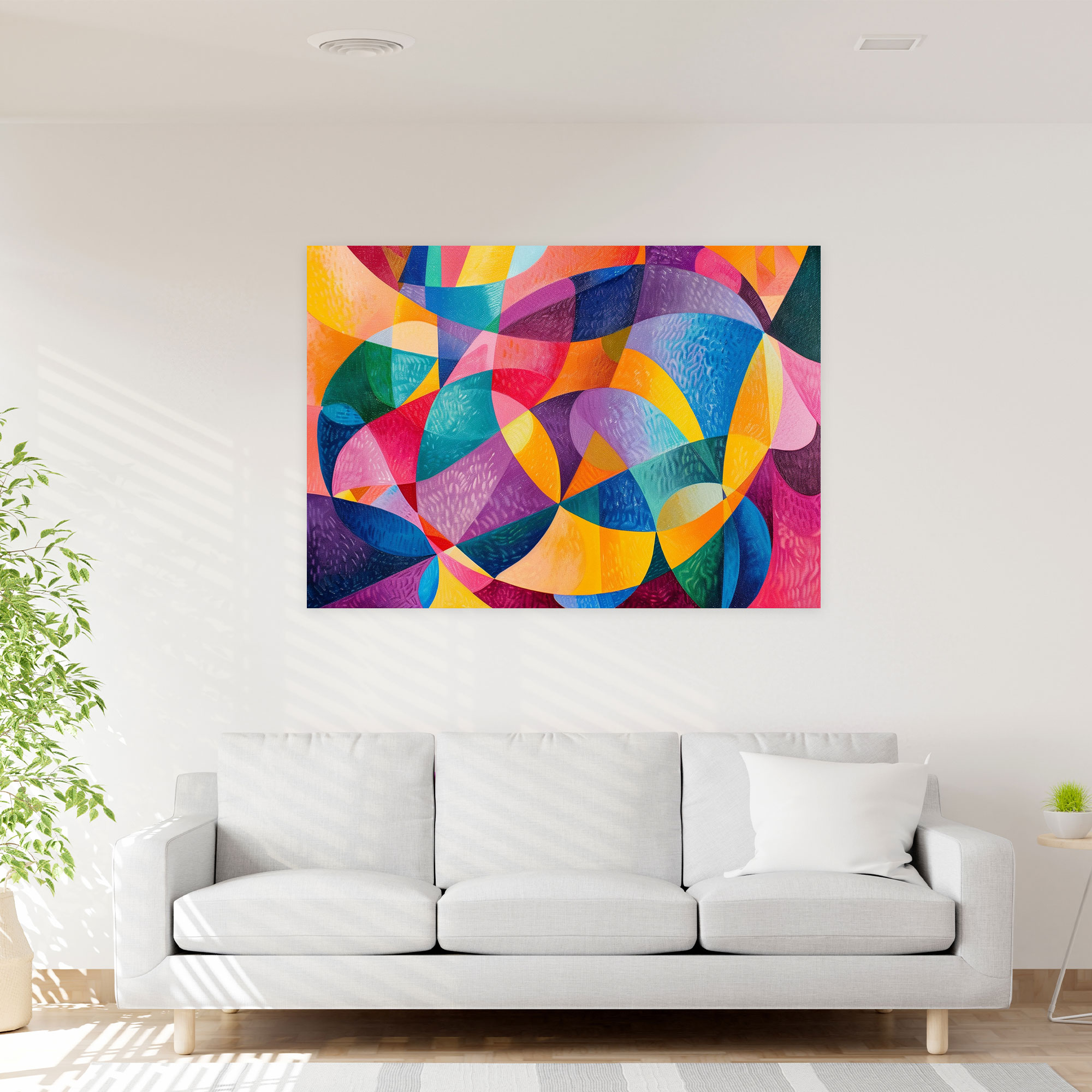 Colorful Geometry Pointillism Canvas Print - Pointillism, Wall Decoration, Vibrant Colors, Canvas Print