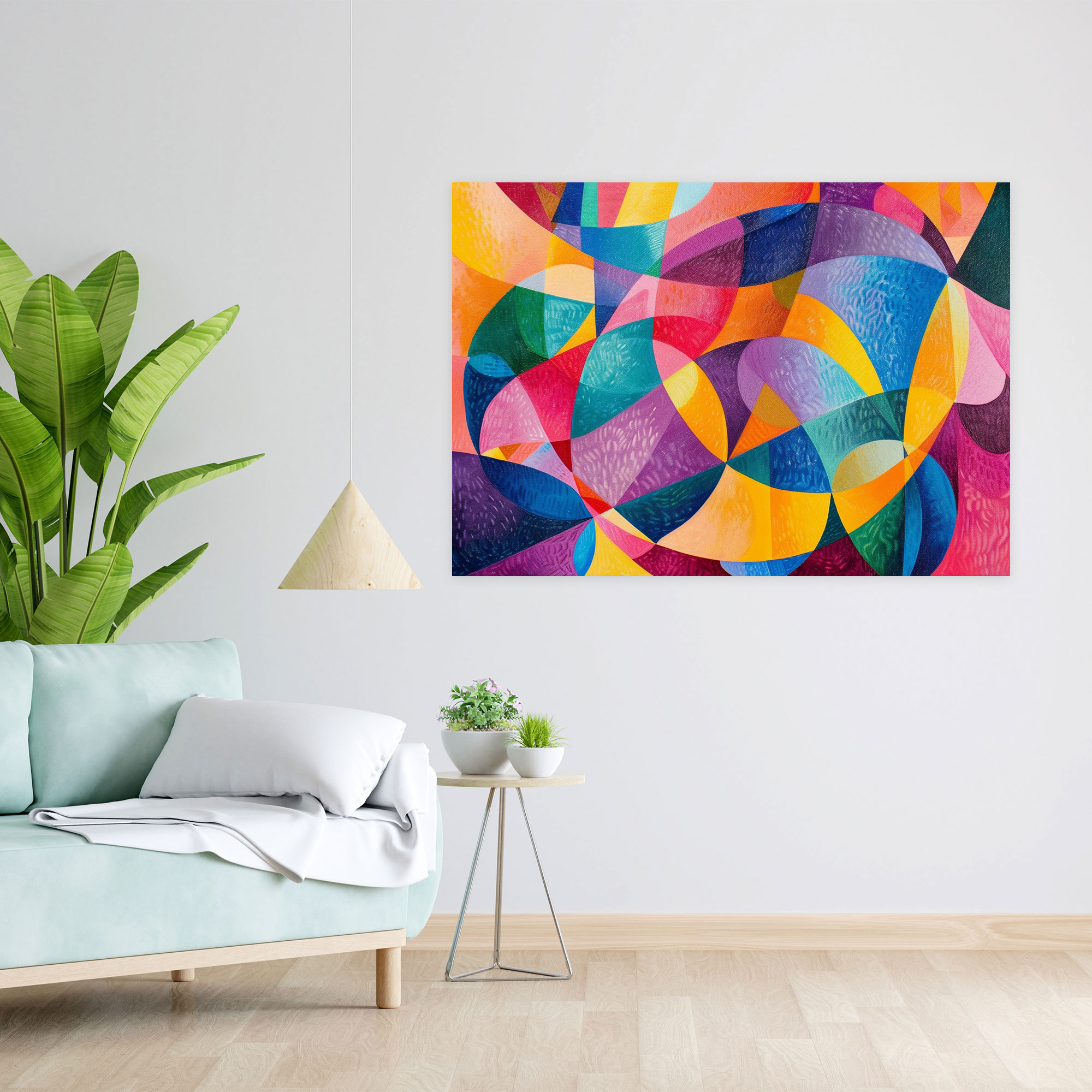 Colorful Geometry Pointillism Canvas Print - Pointillism, Wall Decoration, Vibrant Colors, Canvas Print