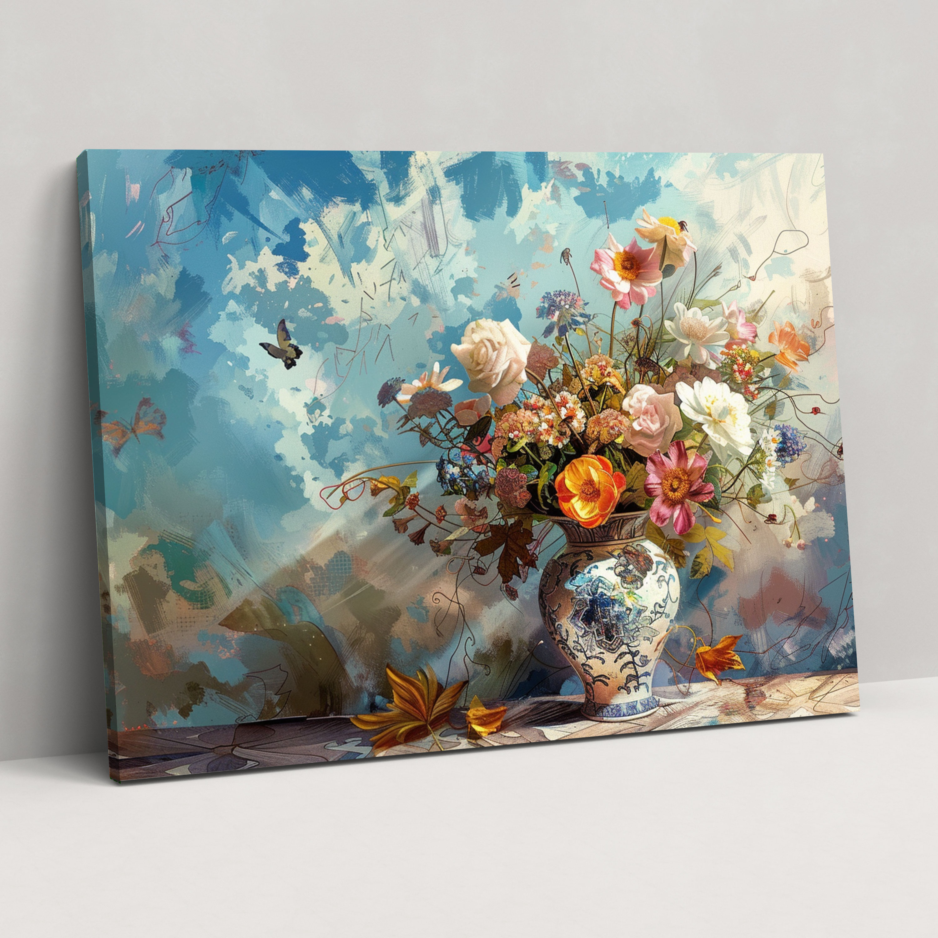 Floral Elegance Pointillism Wall Decoration - Pointillism, Pointillism, Vase, Wall Decoration