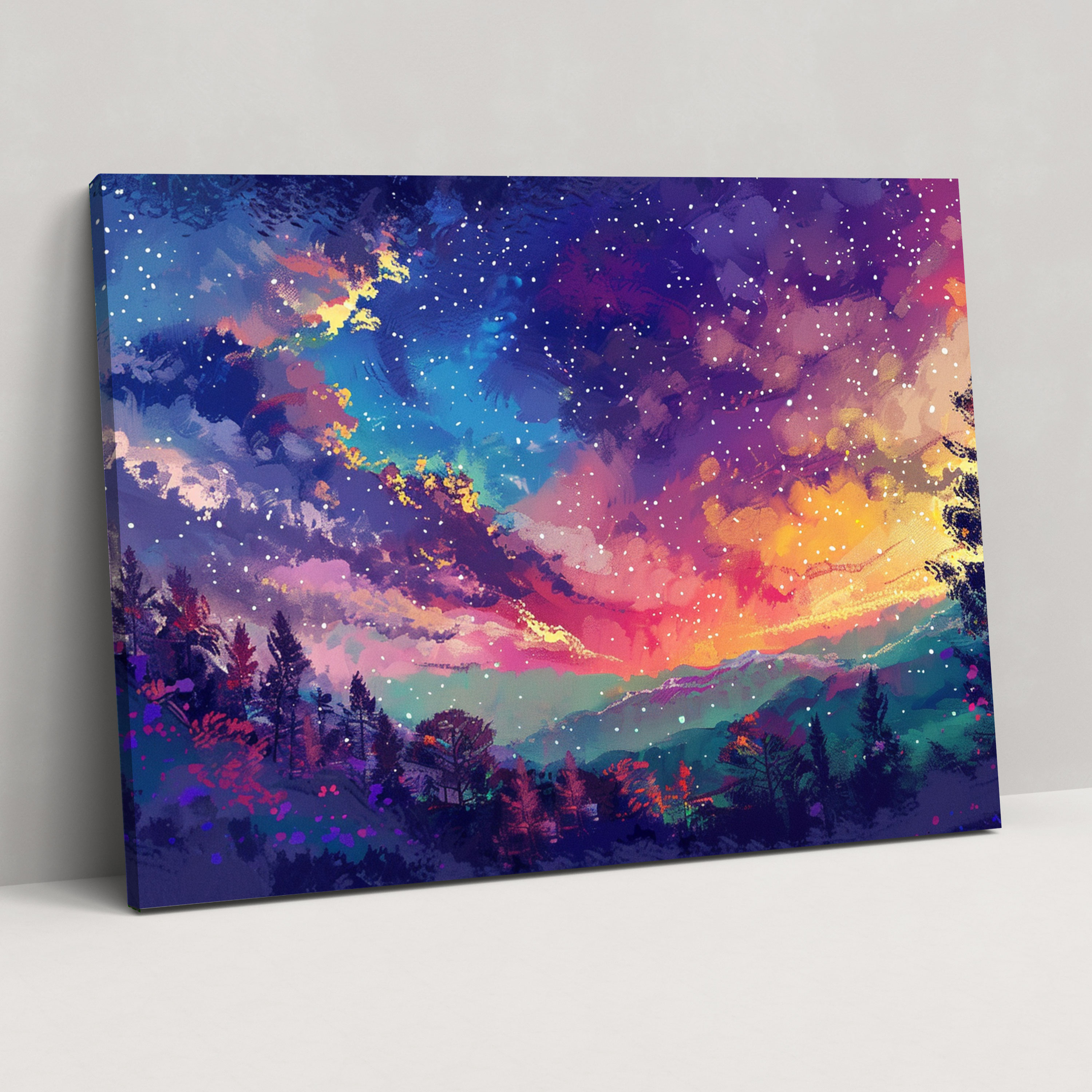 Rainbow Horizon Pointillism Canvas Print - Pointillism, Canvas Print, Canvas, Home Decoration