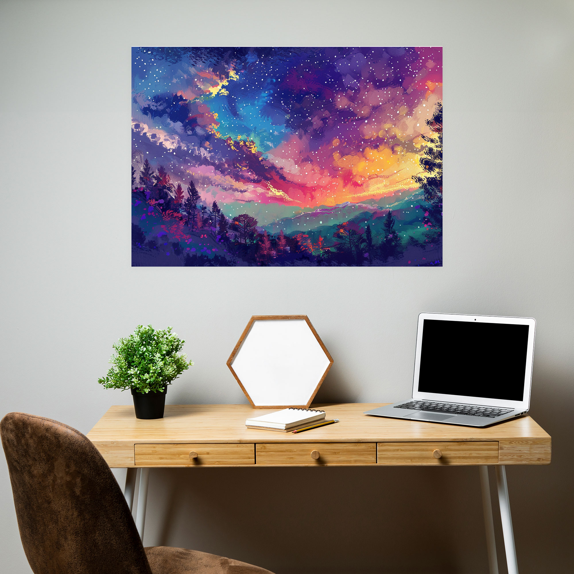 Rainbow Horizon Pointillism Canvas Print - Pointillism, Canvas Print, Canvas, Home Decoration