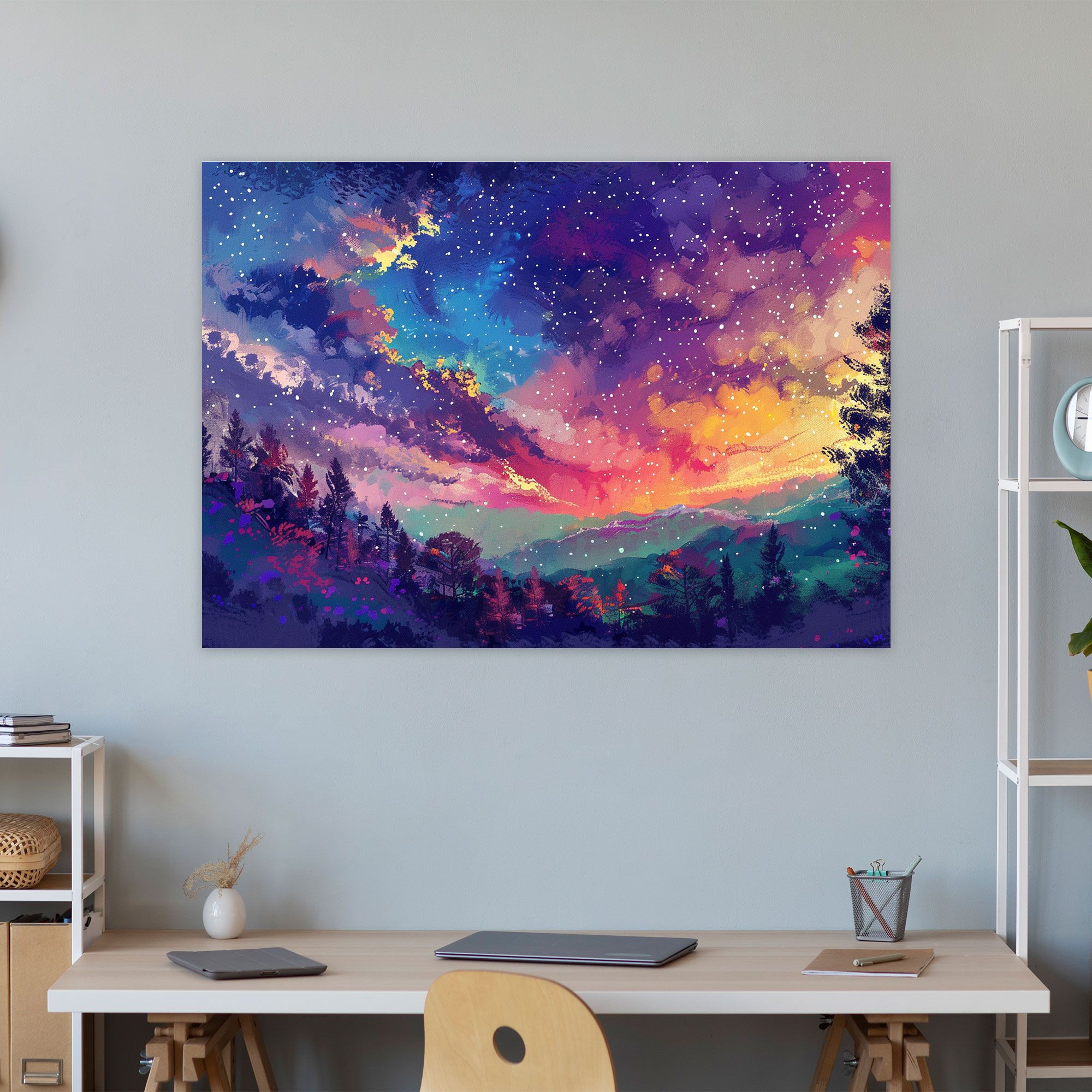 Rainbow Horizon Pointillism Canvas Print - Pointillism, Canvas Print, Canvas, Home Decoration
