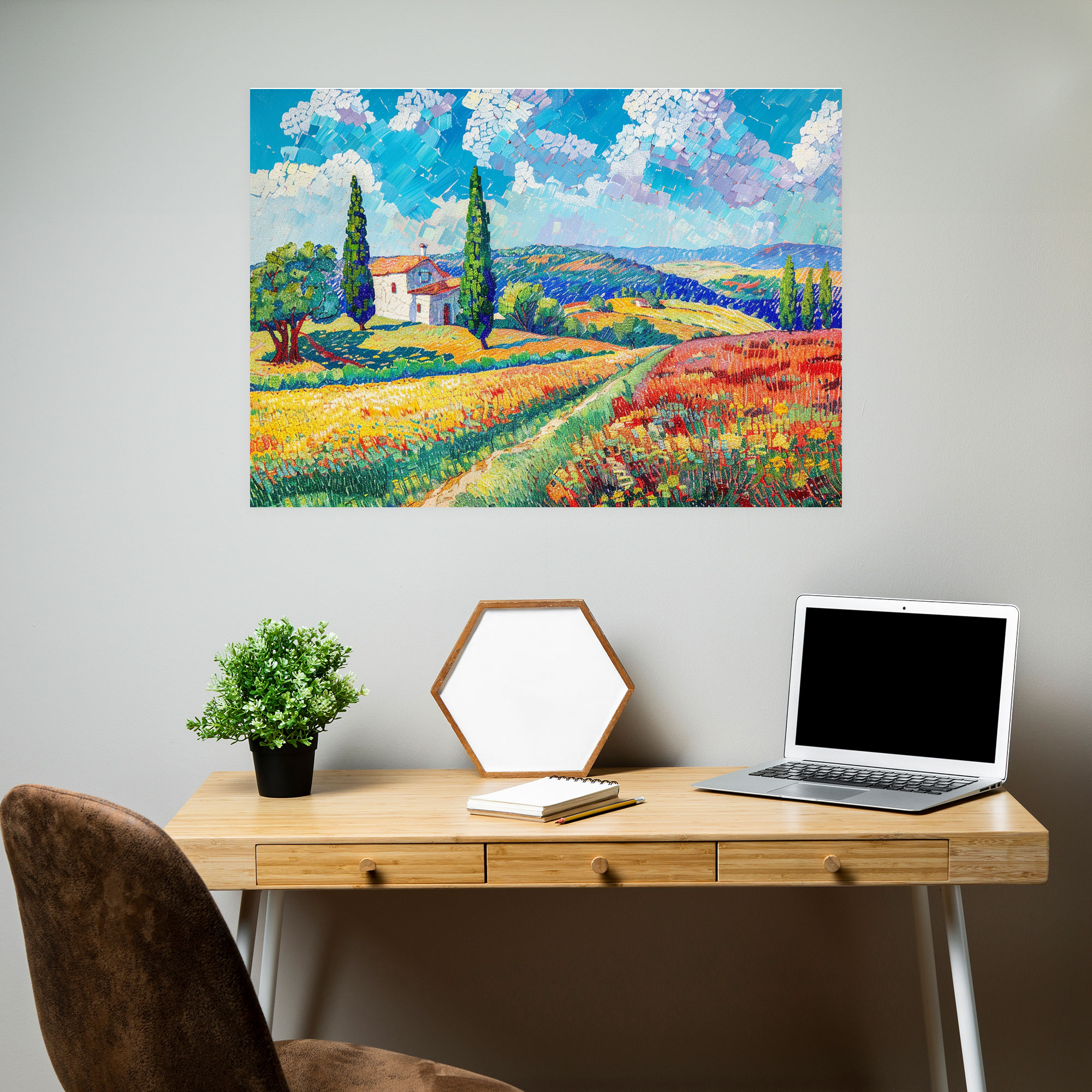 Pointillism Serene Landscape Canvas Print - Pointillism, Home Decoration, Pointillism, Canvas Print