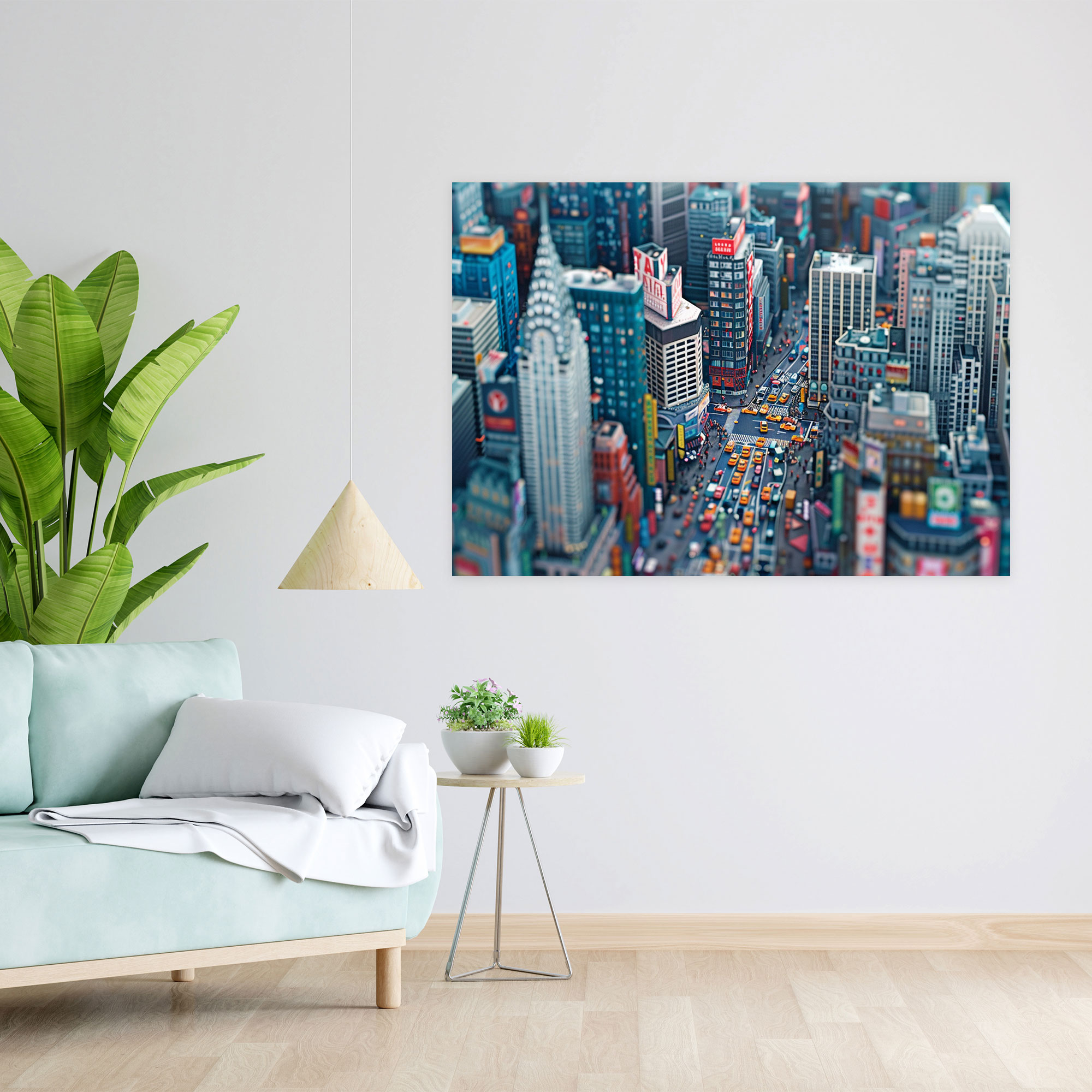 Bustling Cityscape Pointillism Canvas Print - Pointillism, Home Decoration, Pointillism, Canvas