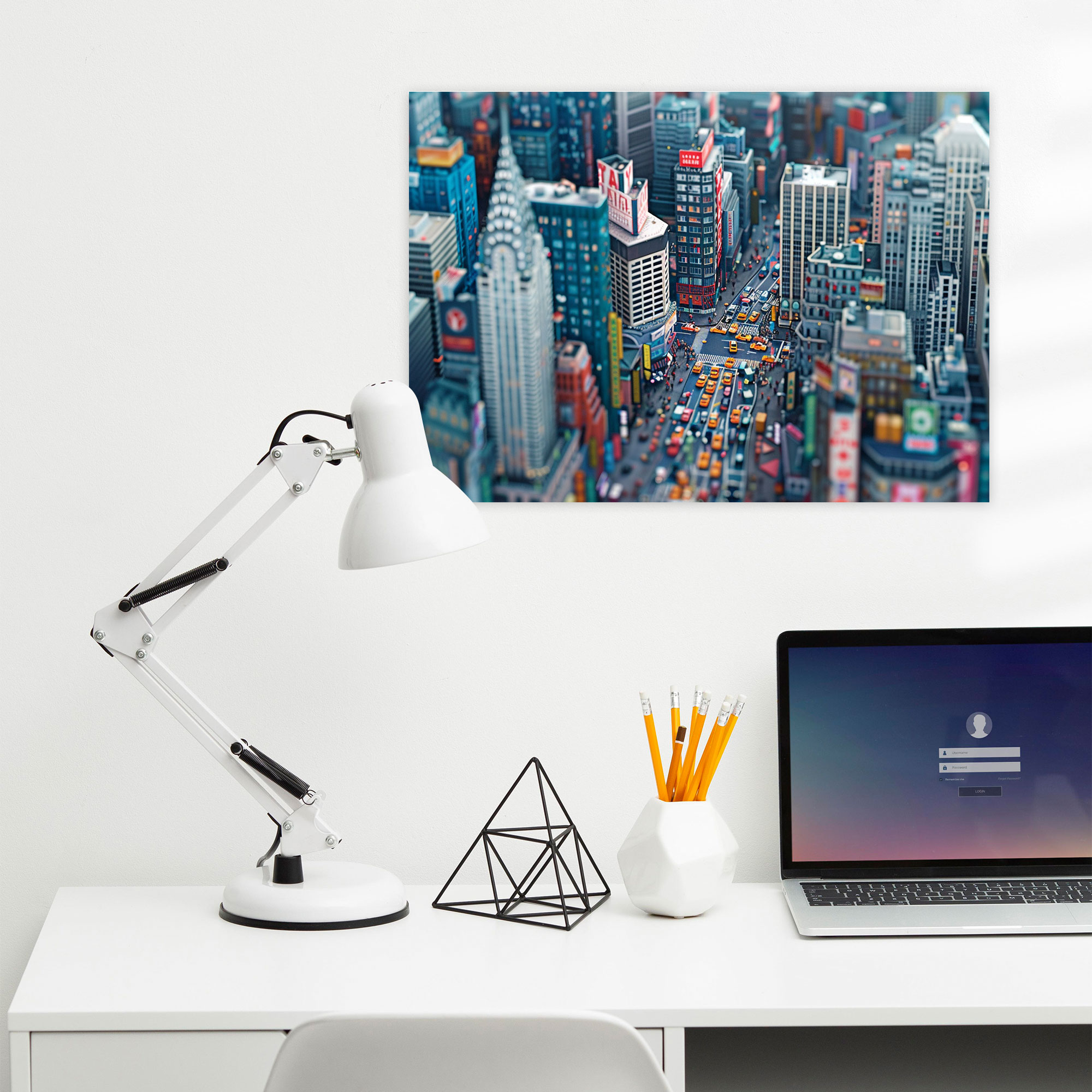 Bustling Cityscape Pointillism Canvas Print - Pointillism, Home Decoration, Pointillism, Canvas