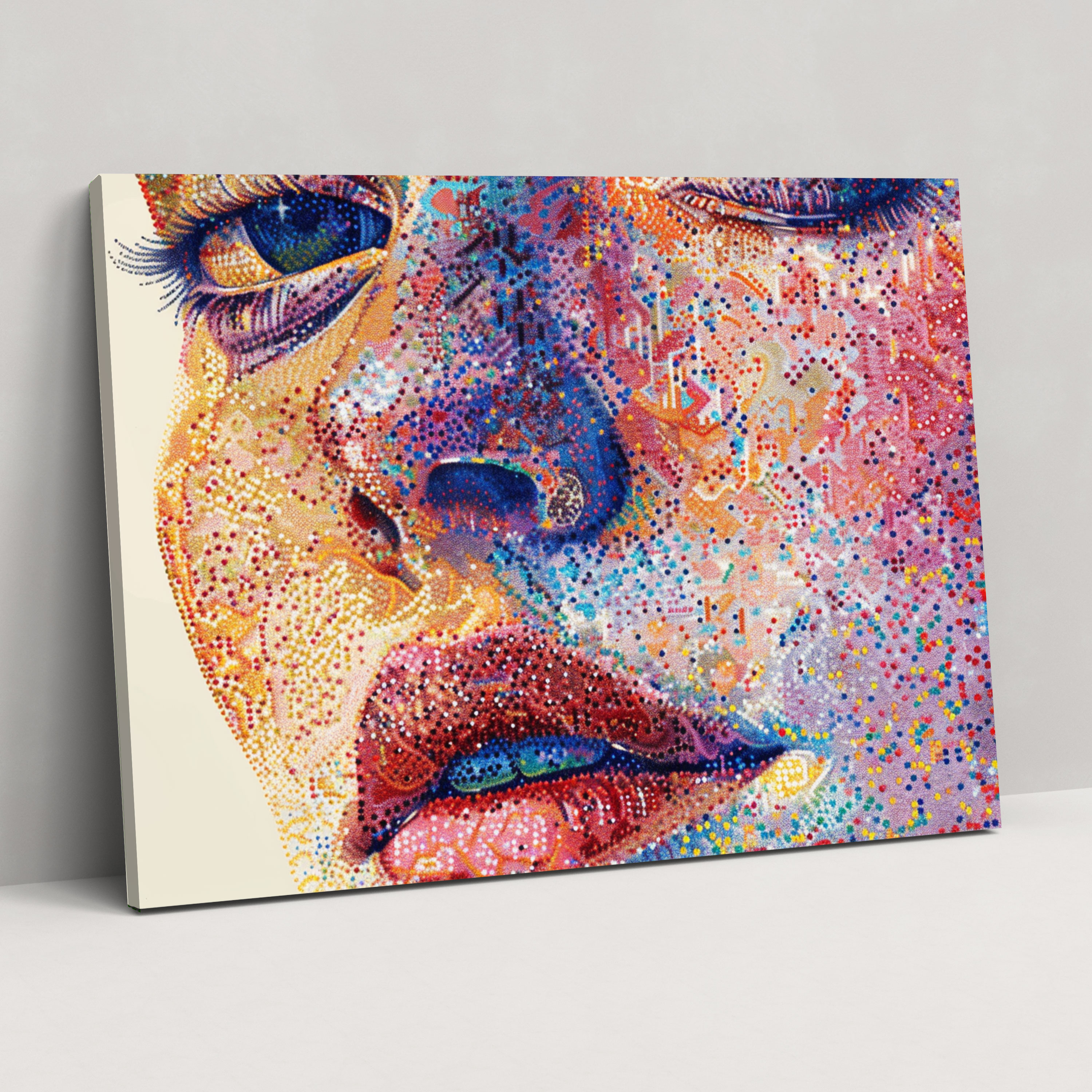 Intricate Portrait Pointillism Canvas Print - Pointillism, Canvas Print, Canvas, Canvas Wall Art