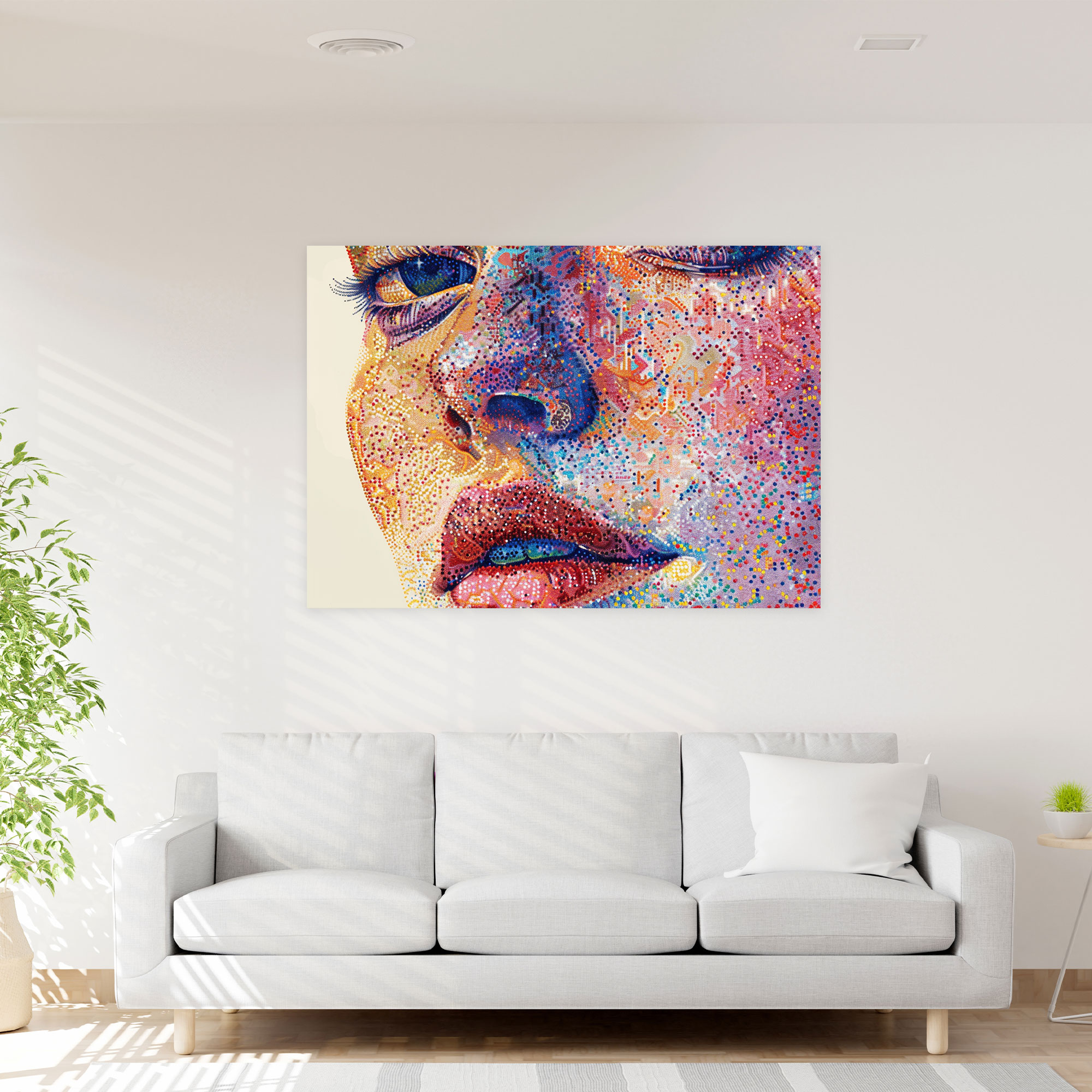 Intricate Portrait Pointillism Canvas Print - Pointillism, Canvas Print, Canvas, Canvas Wall Art