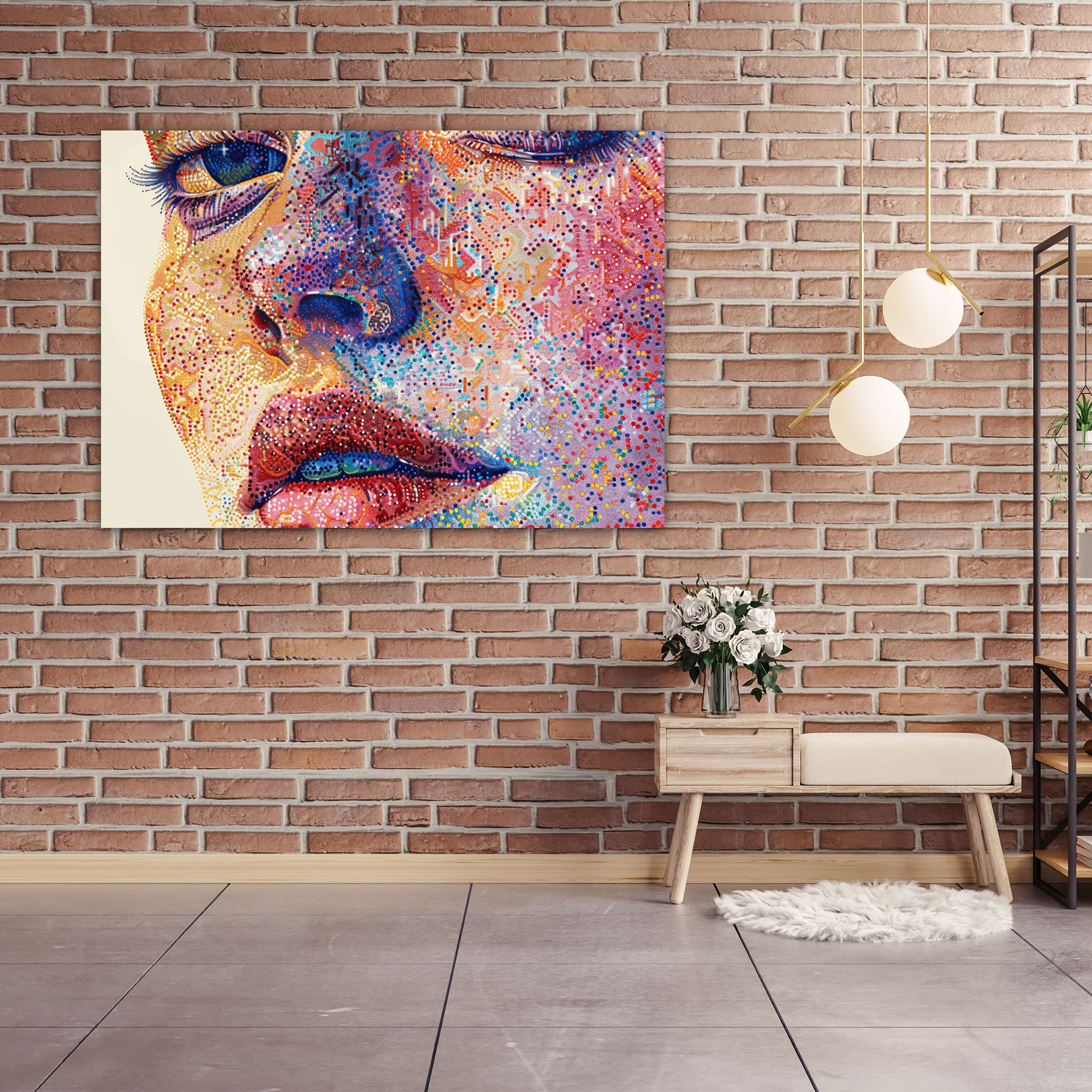 Intricate Portrait Pointillism Canvas Print - Pointillism, Canvas Print, Canvas, Canvas Wall Art