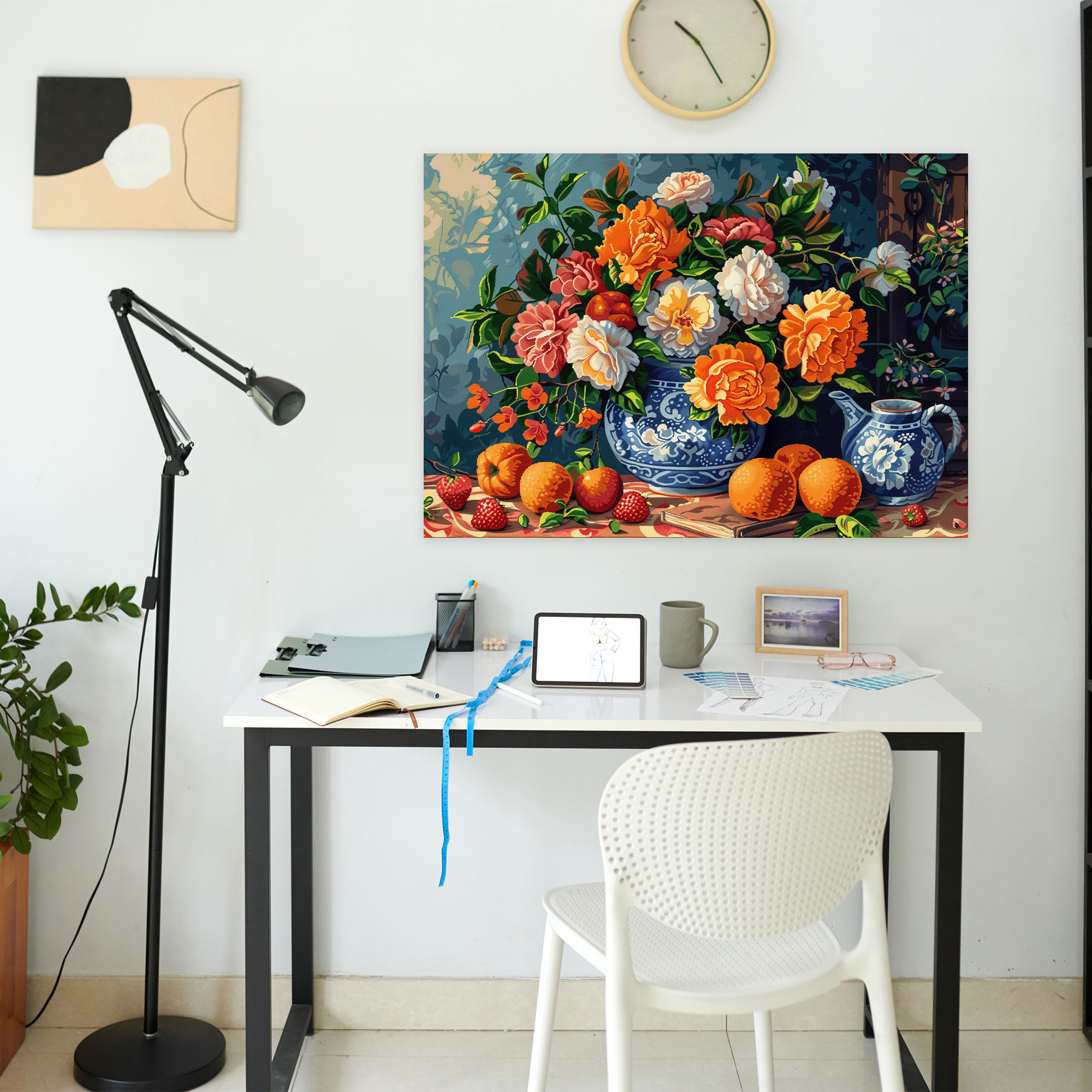 Charming Still Life Pointillism Wall Art - Pointillism, Wall Art, Wall Decoration, Canvas Print