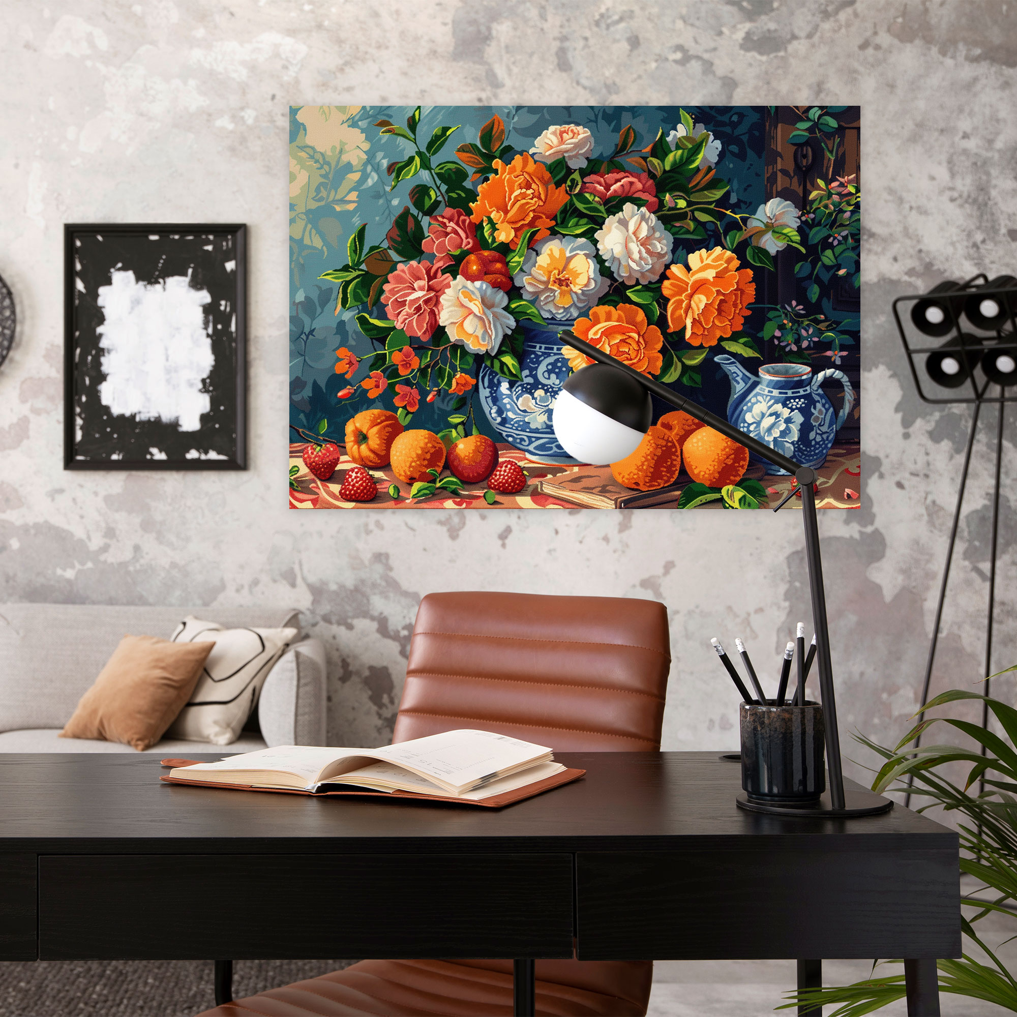 Charming Still Life Pointillism Wall Art - Pointillism, Wall Art, Wall Decoration, Canvas Print