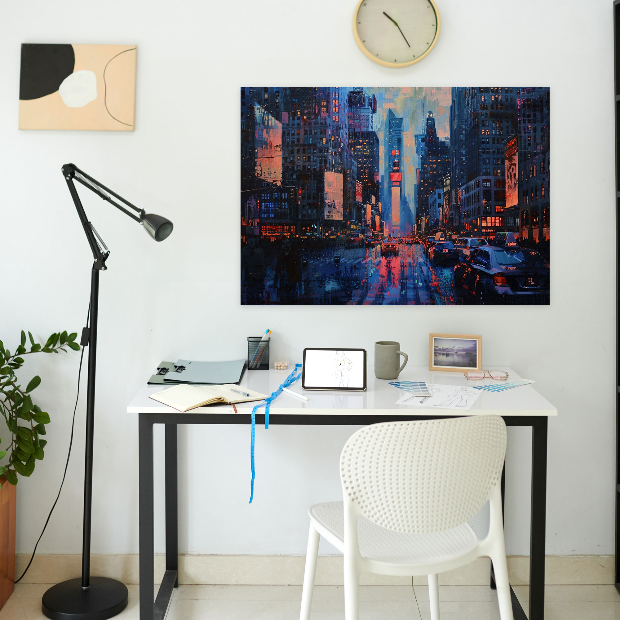 Cityscape Pointillism Wall Art - Pointillism, Wall Decoration, Canvas, Canvas Wall Art