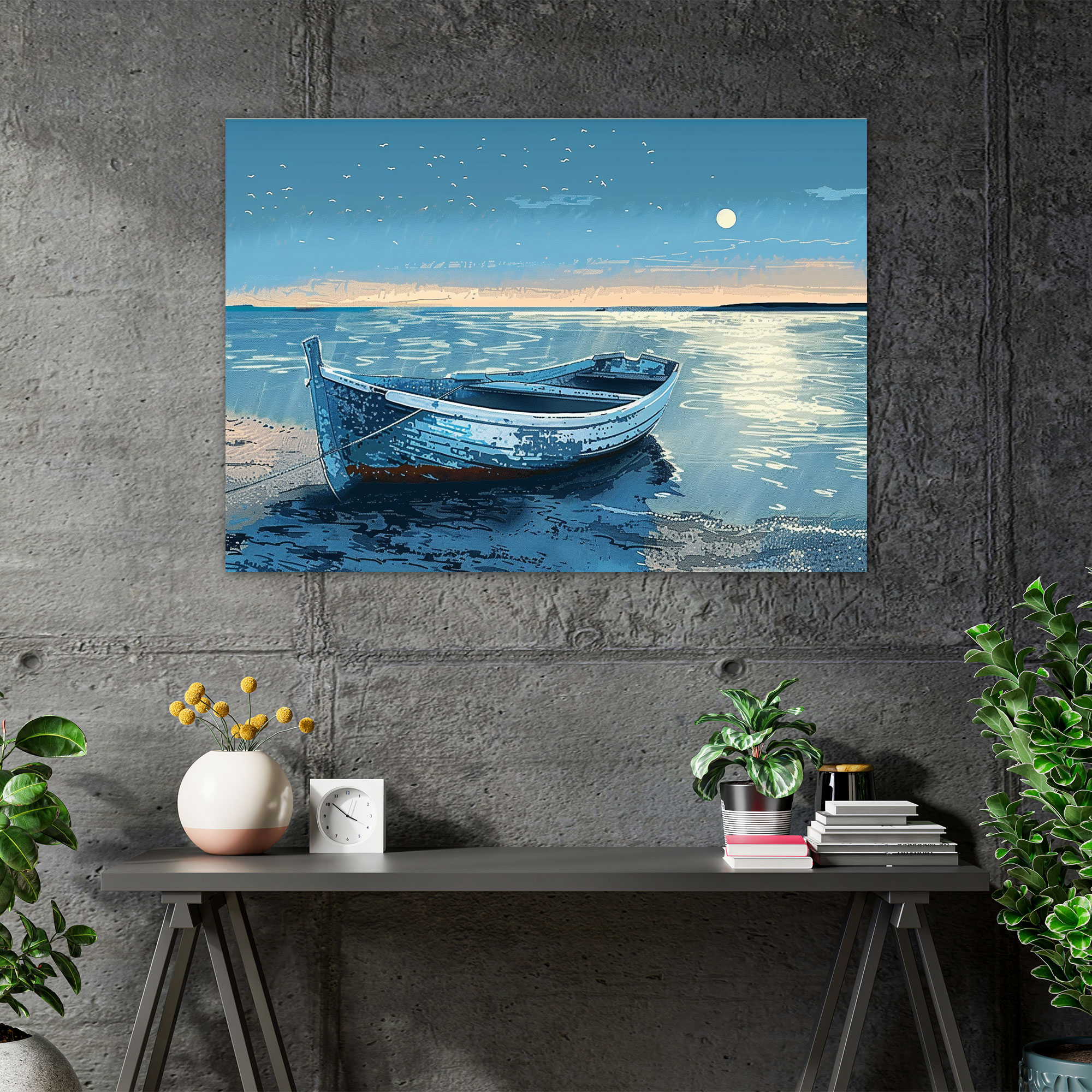 Seascape Pointillism Canvas Print - Pointillism, Canvas Wall Art, Wall Art, Pointillism