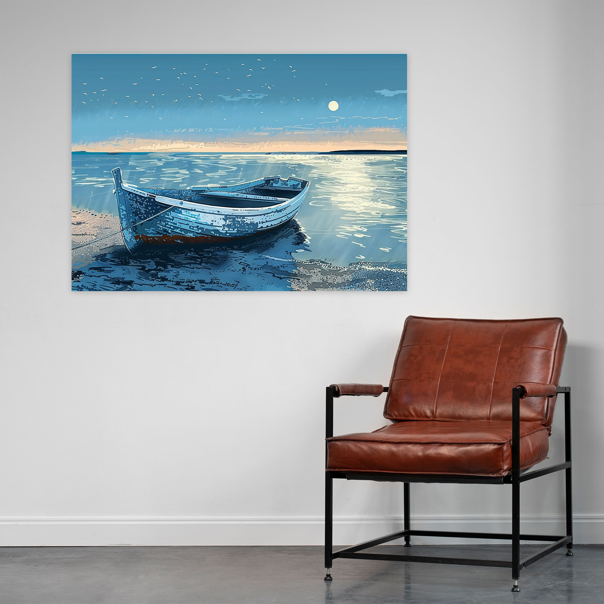 Seascape Pointillism Canvas Print - Pointillism, Canvas Wall Art, Wall Art, Pointillism