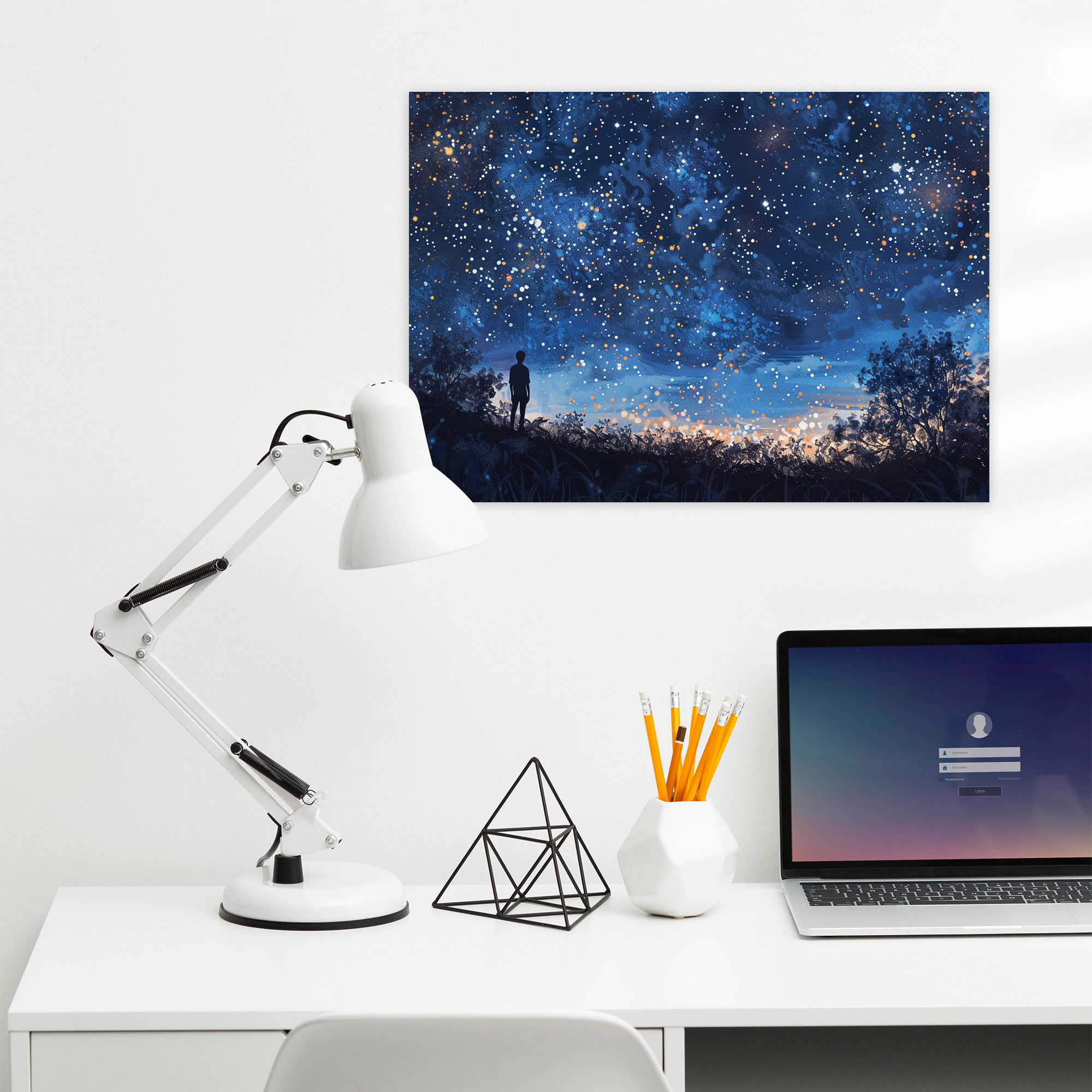 Starry Night Pointillism Canvas Print - Pointillism, Wall Decoration, Starry Night Sky, Canvas