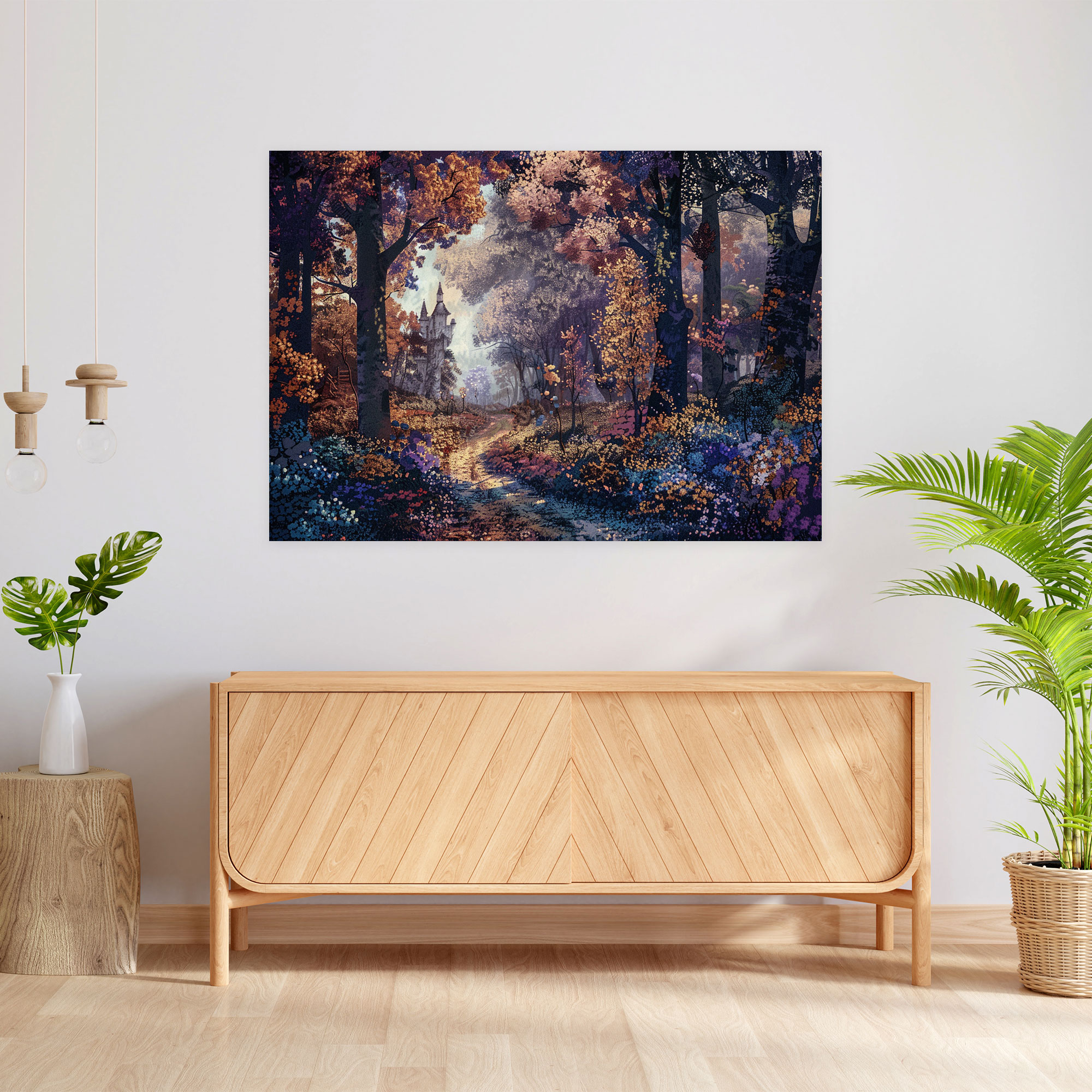 Fairytale Forest Pointillism Canvas Print - Pointillism, Home Decoration, Canvas Wall Art, Pointillism
