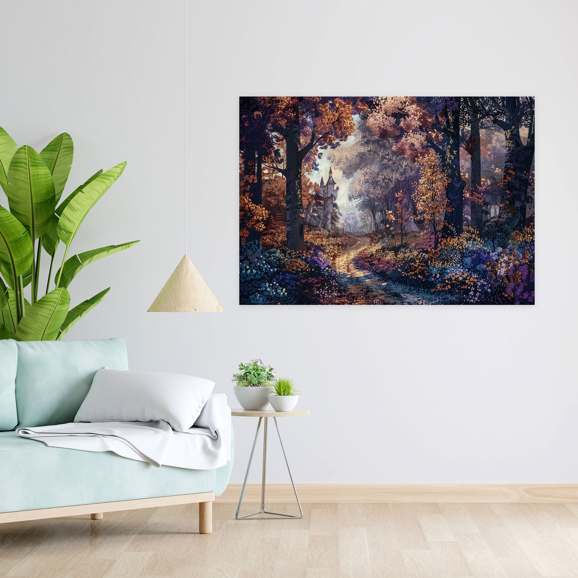 Fairytale Forest Pointillism Canvas Print - Pointillism, Home Decoration, Canvas Wall Art, Pointillism