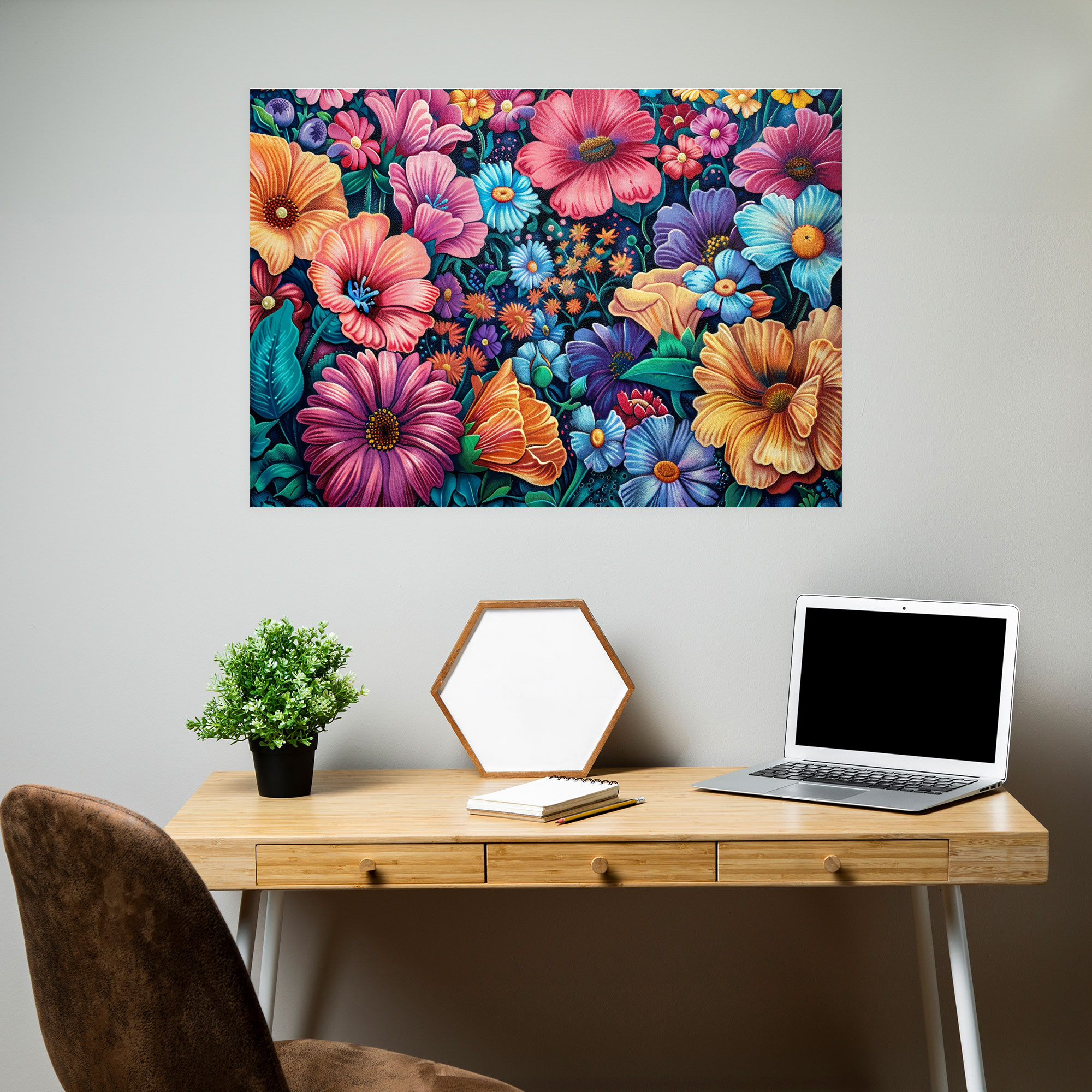 Pointillism Floral Canvas Print - Pointillism, Wall Decoration, Canvas, Wall Art
