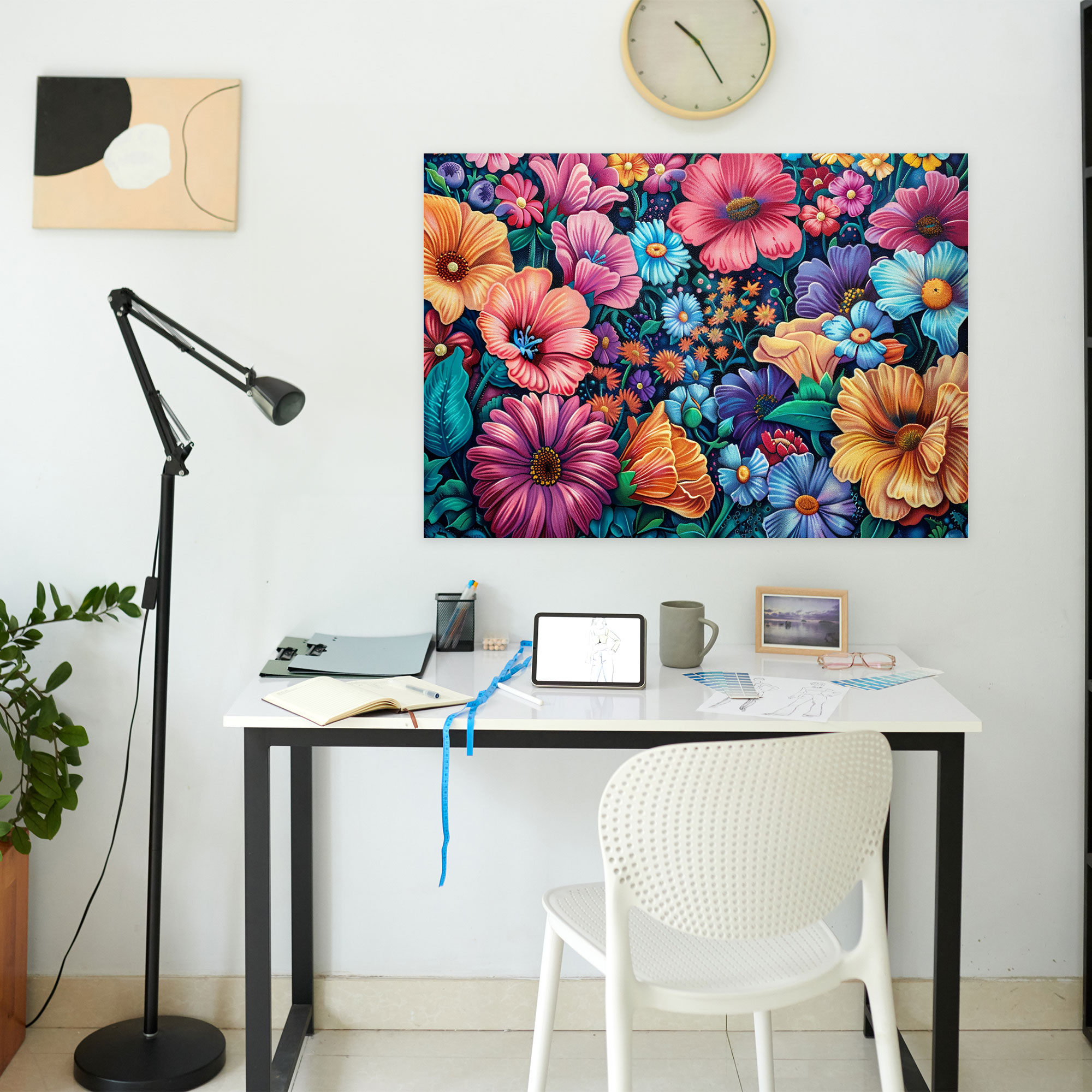Pointillism Floral Canvas Print - Pointillism, Wall Decoration, Canvas, Wall Art