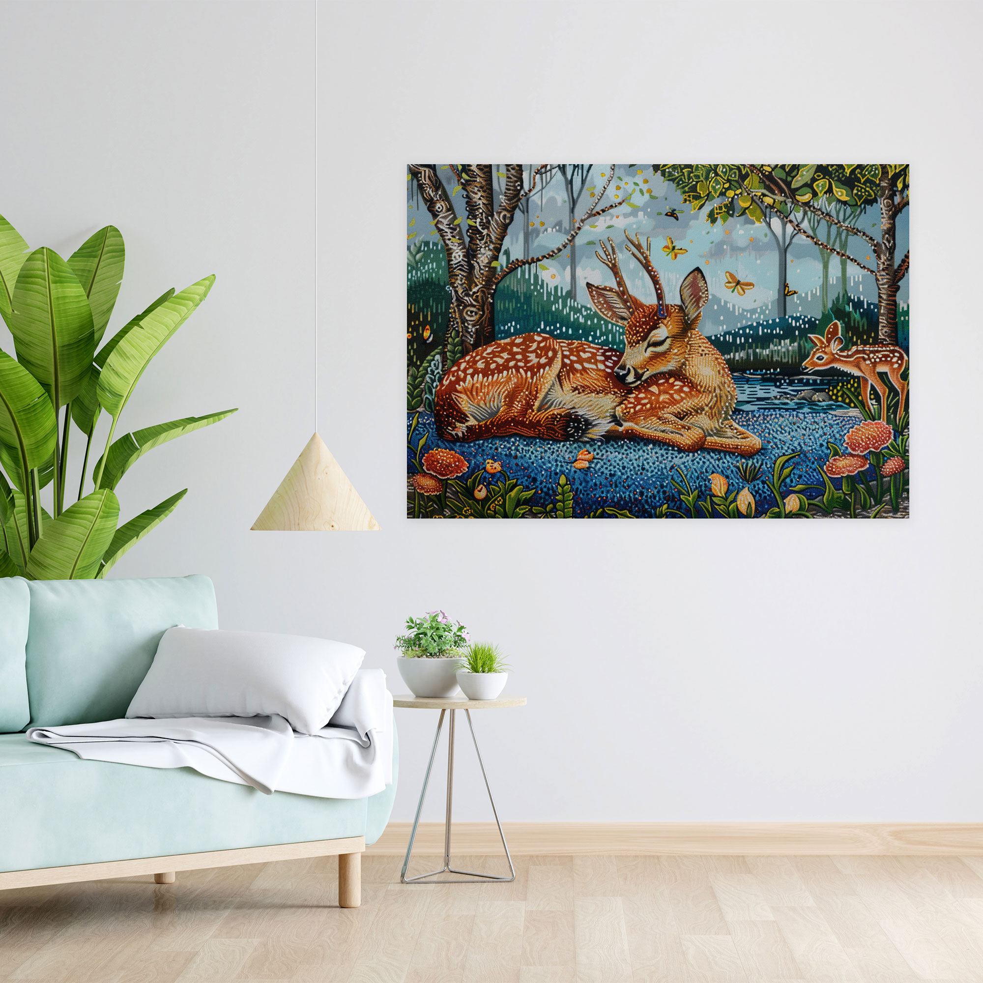 Whimsical Animal Pointillism Canvas Print - Pointillism, Pointillism, Canvas, Canvas Wall Art