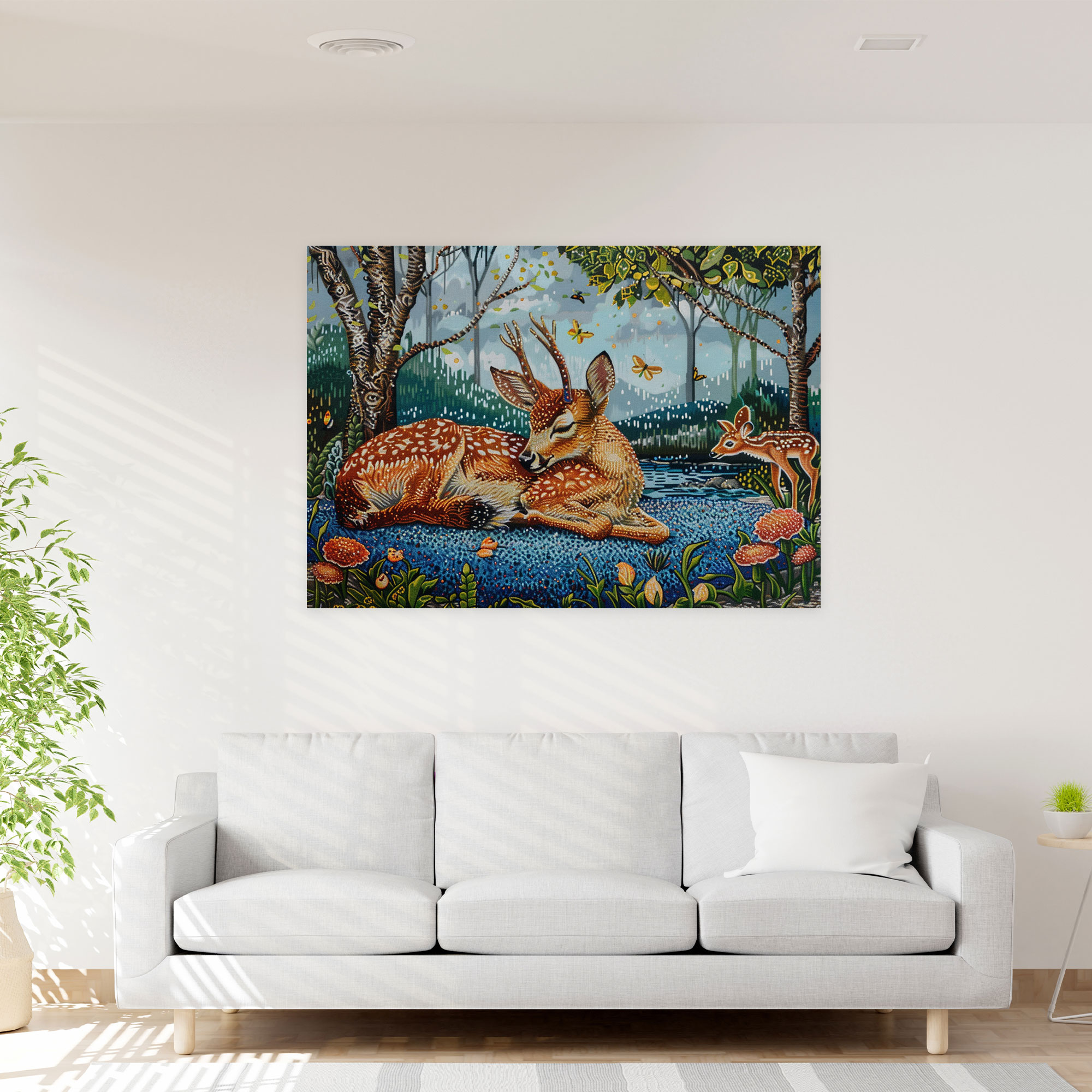 Whimsical Animal Pointillism Canvas Print - Pointillism, Pointillism, Canvas, Canvas Wall Art