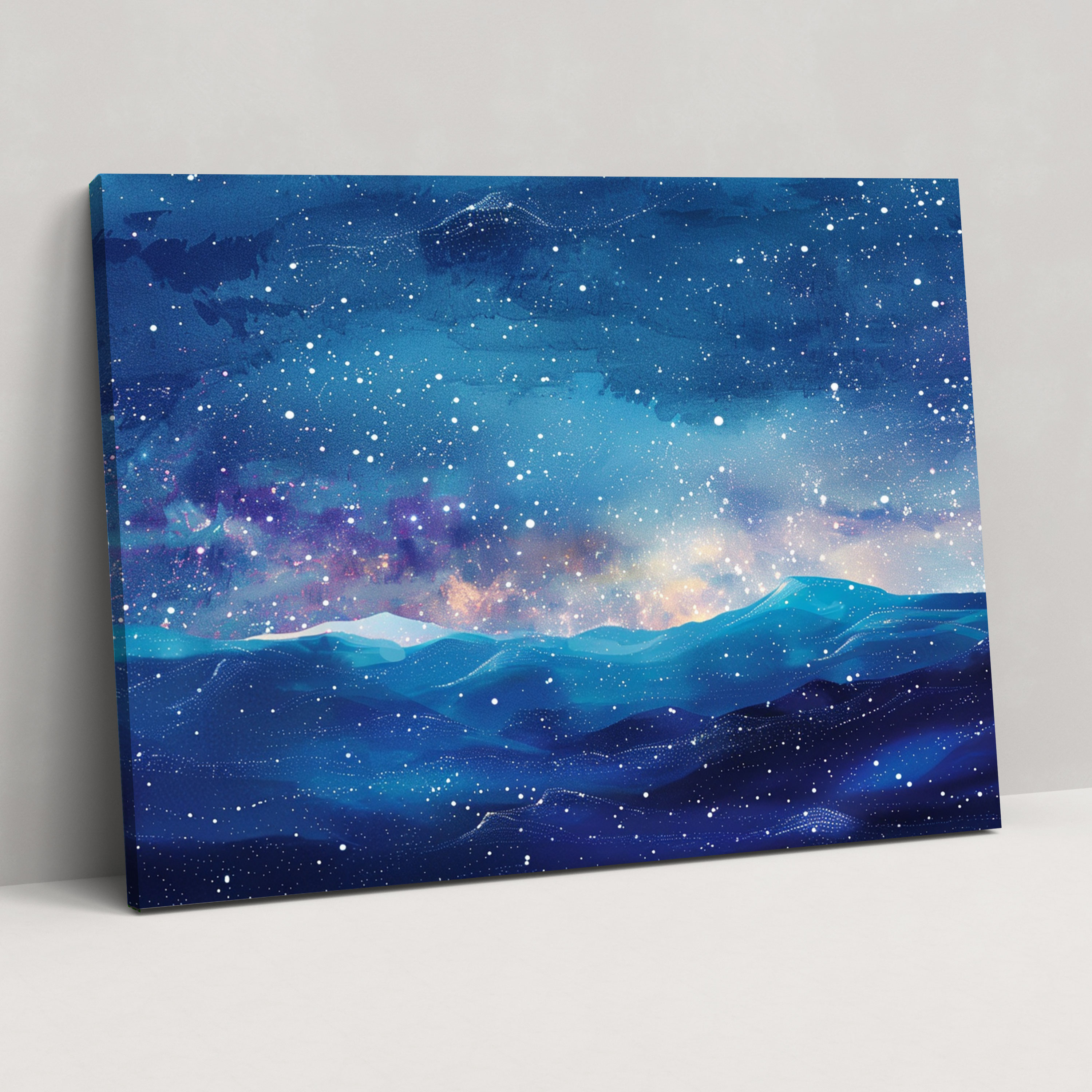 Starry Night Sky Pointillism Canvas Print - Pointillism, Wall Decoration, Home Decoration, Canvas