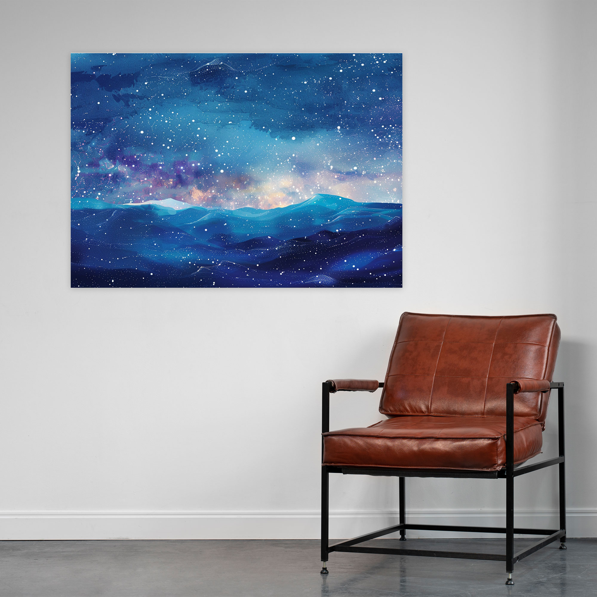 Starry Night Sky Pointillism Canvas Print - Pointillism, Wall Decoration, Home Decoration, Canvas