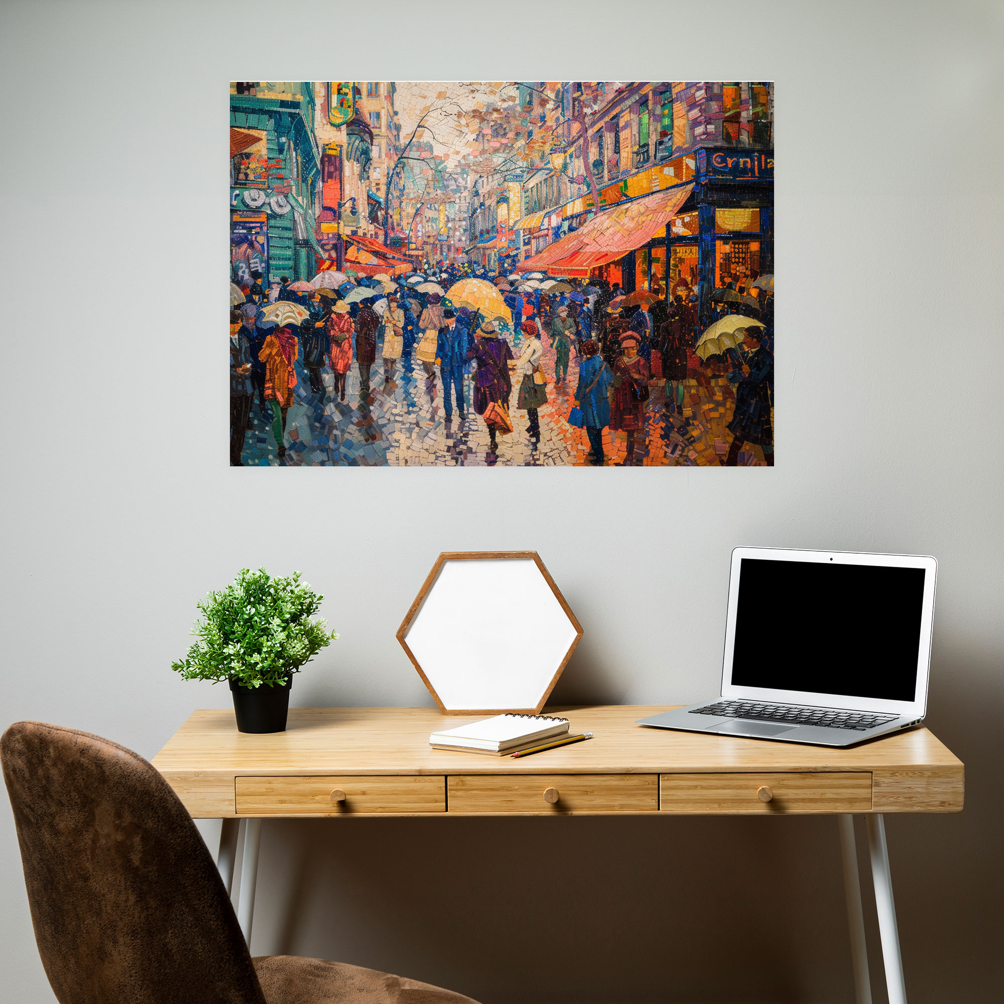 Street Scene Pointillism Wall Decoration - Pointillism, Canvas, Canvas Wall Art, Canvas Print