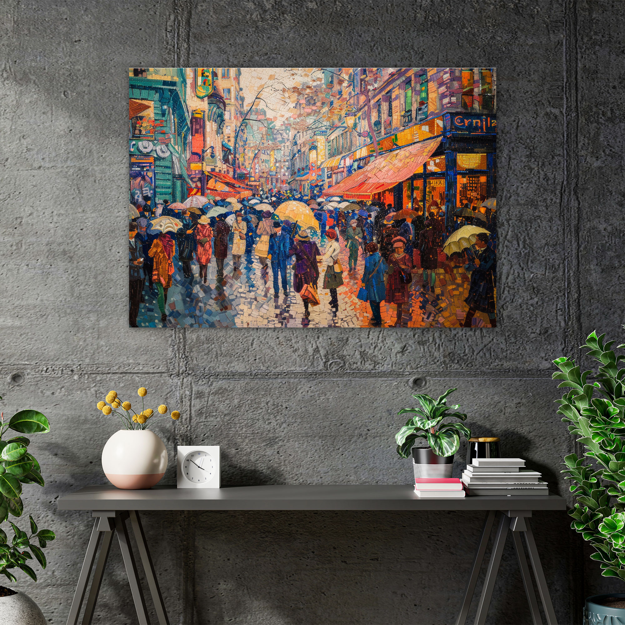 Street Scene Pointillism Wall Decoration - Pointillism, Canvas, Canvas Wall Art, Canvas Print