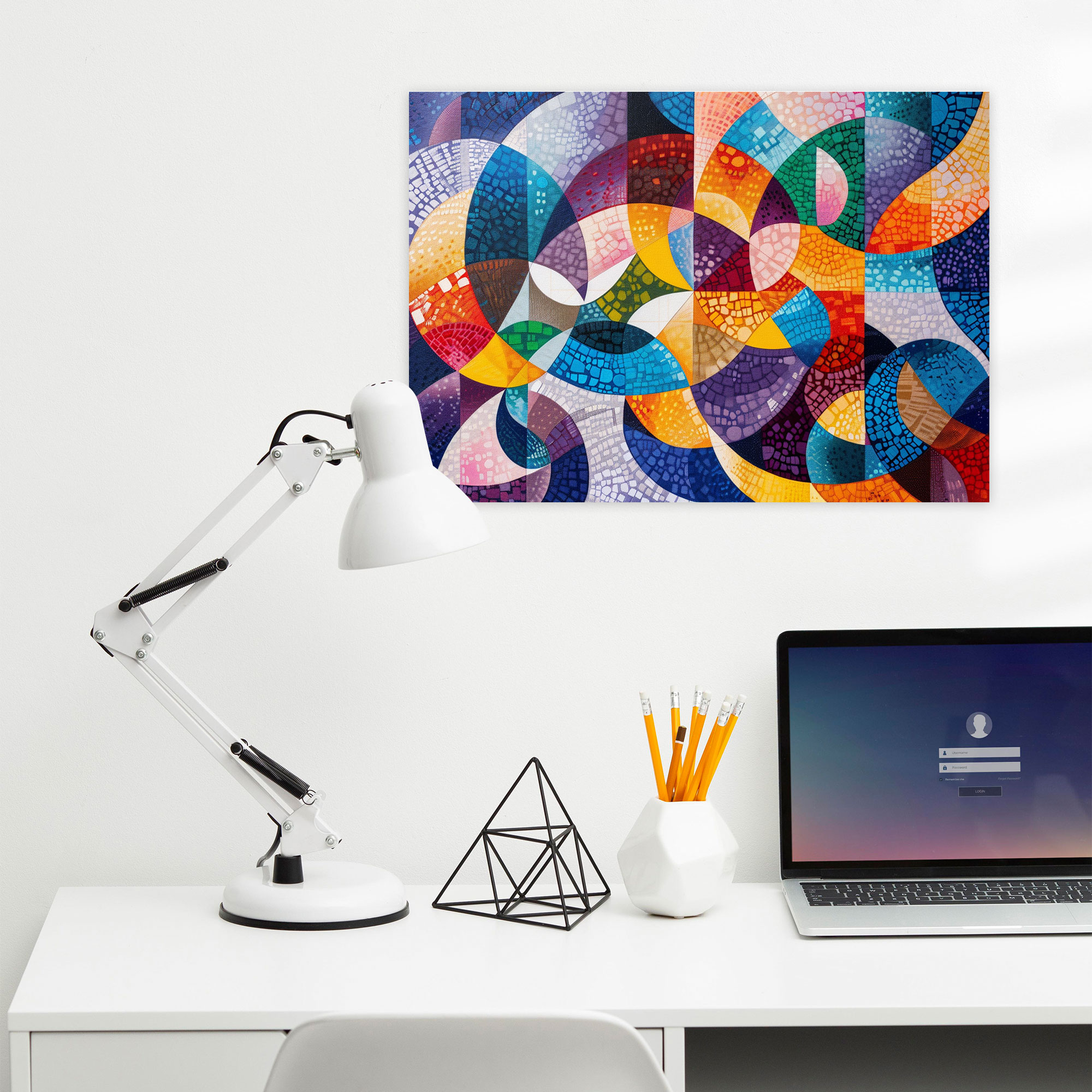 Geometric Shapes Pointillism Wall Decoration - Pointillism, Pointillism, Wall Art, Canvas Print