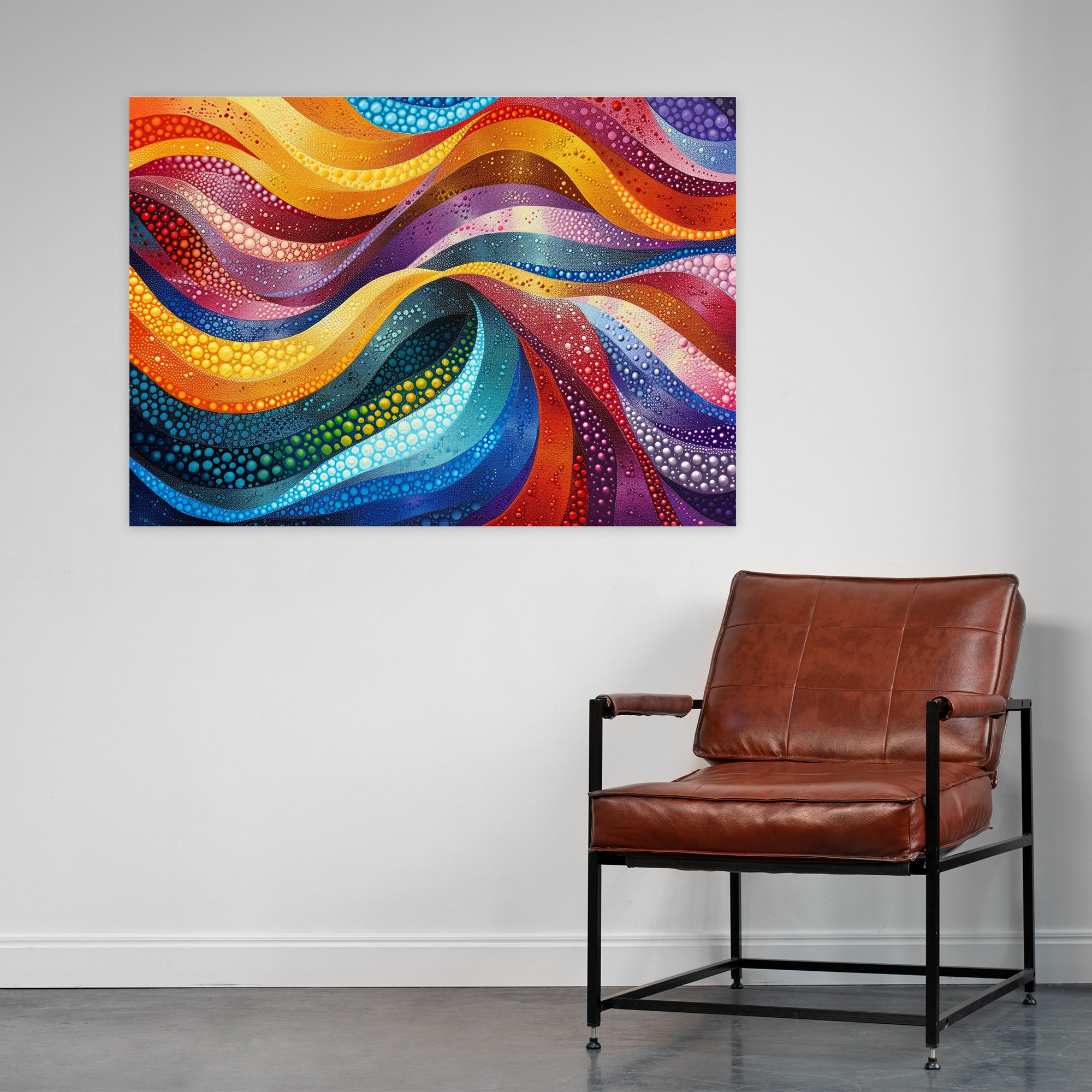 Colorful Waves Pointillism Canvas Print - Pointillism, Vibrant, Colorful Waves, Canvas