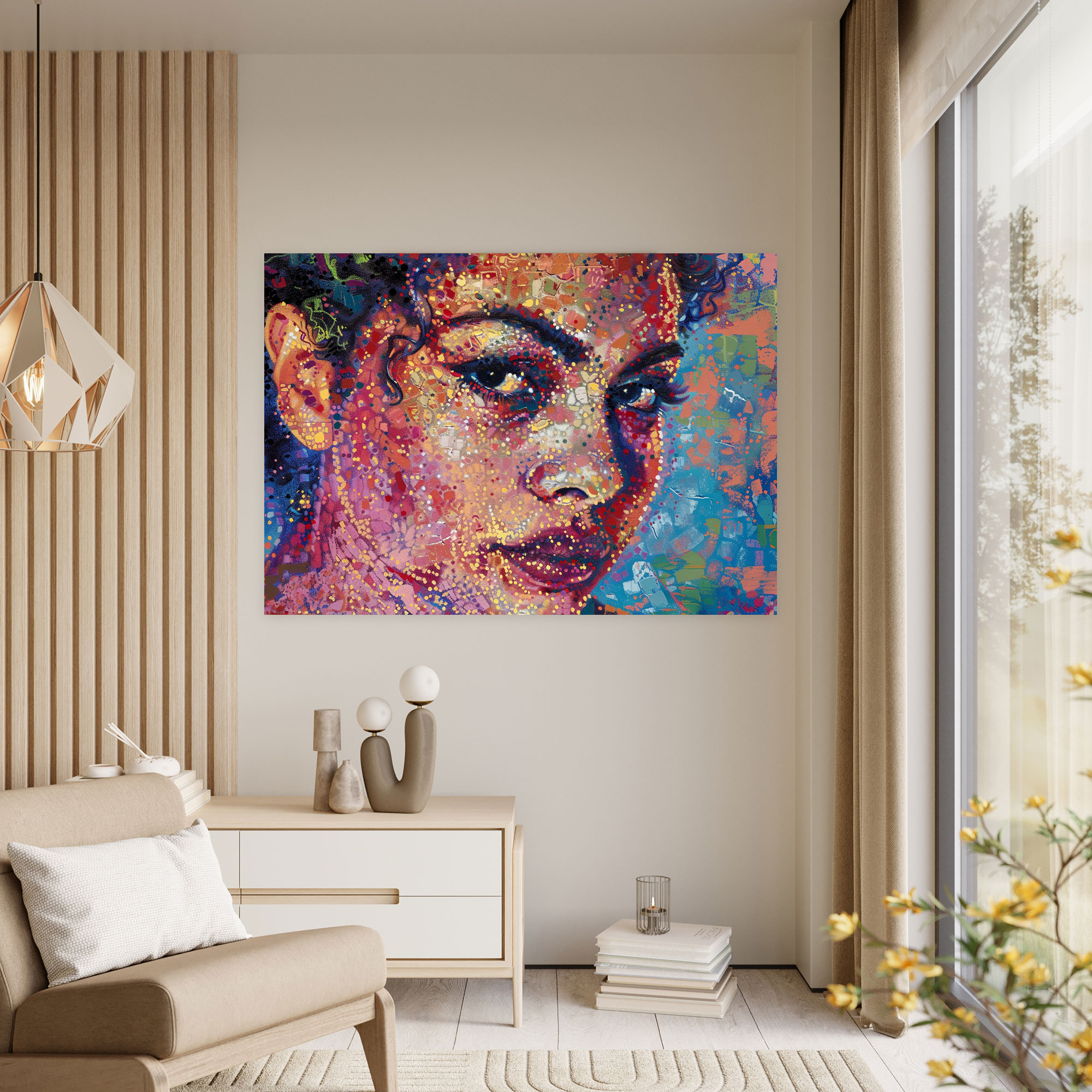 Woman Portrait Pointillism Canvas Print - Pointillism, Canvas, Pointillism, Elegant