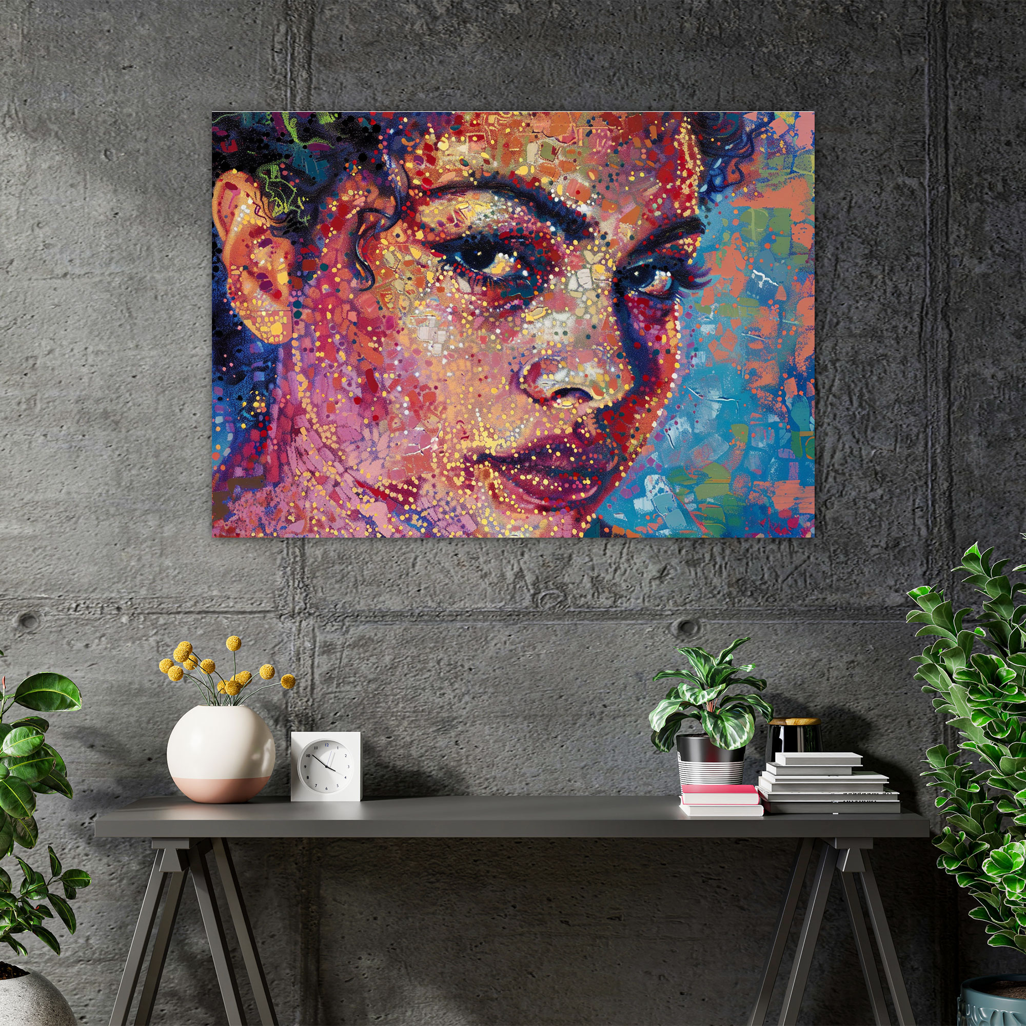 Woman Portrait Pointillism Canvas Print - Pointillism, Canvas, Pointillism, Elegant