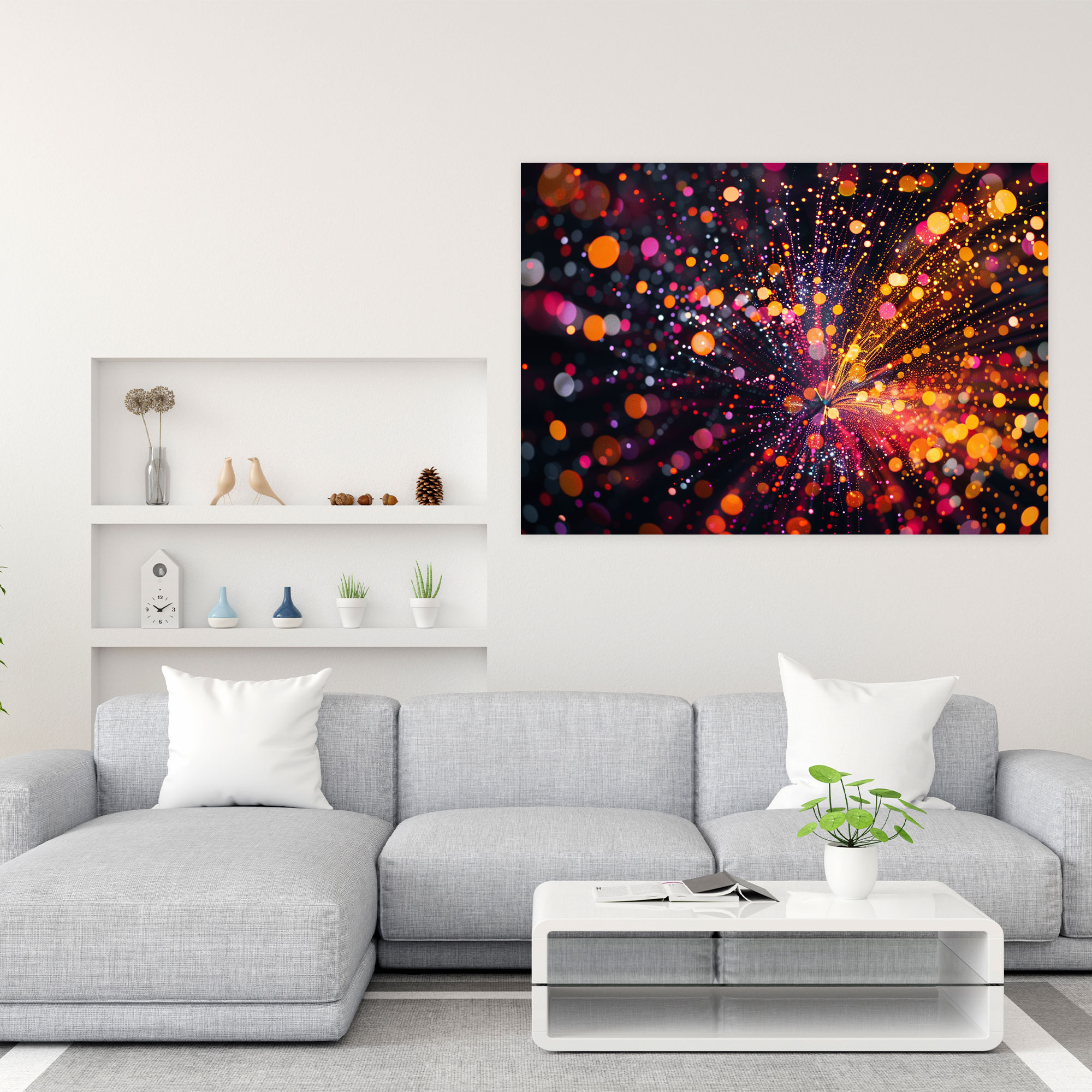 Fireworks Burst Pointillism Wall Decoration - Pointillism, Wall Art, Fireworks Display, Festive