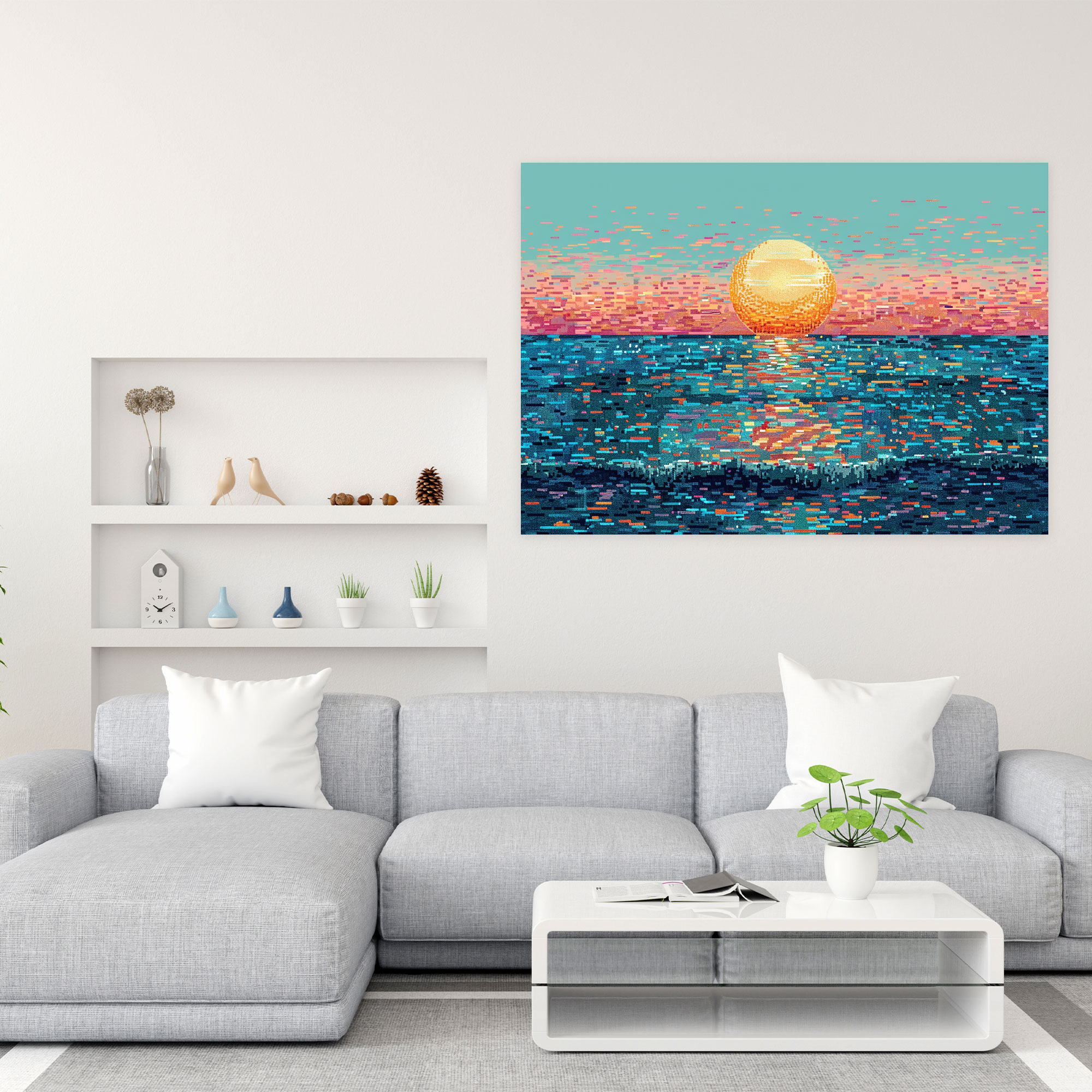 Pointillism Seascape Canvas Print - Pointillism, Canvas Wall Art, Wall Art, Pointillism