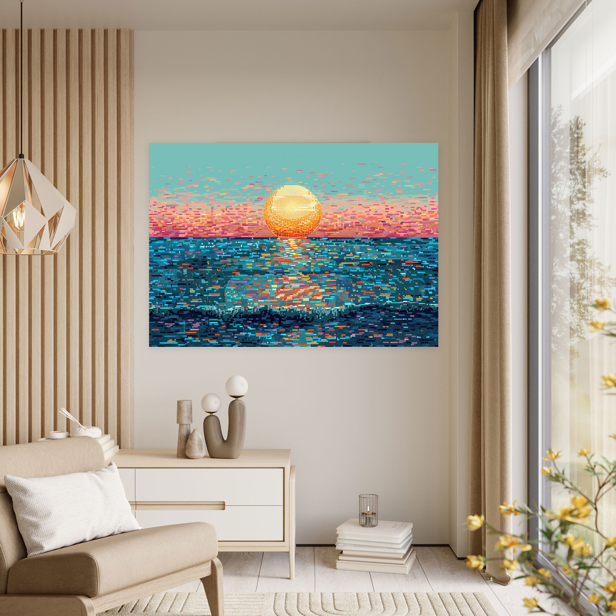 Pointillism Seascape Canvas Print - Pointillism, Canvas Wall Art, Wall Art, Pointillism