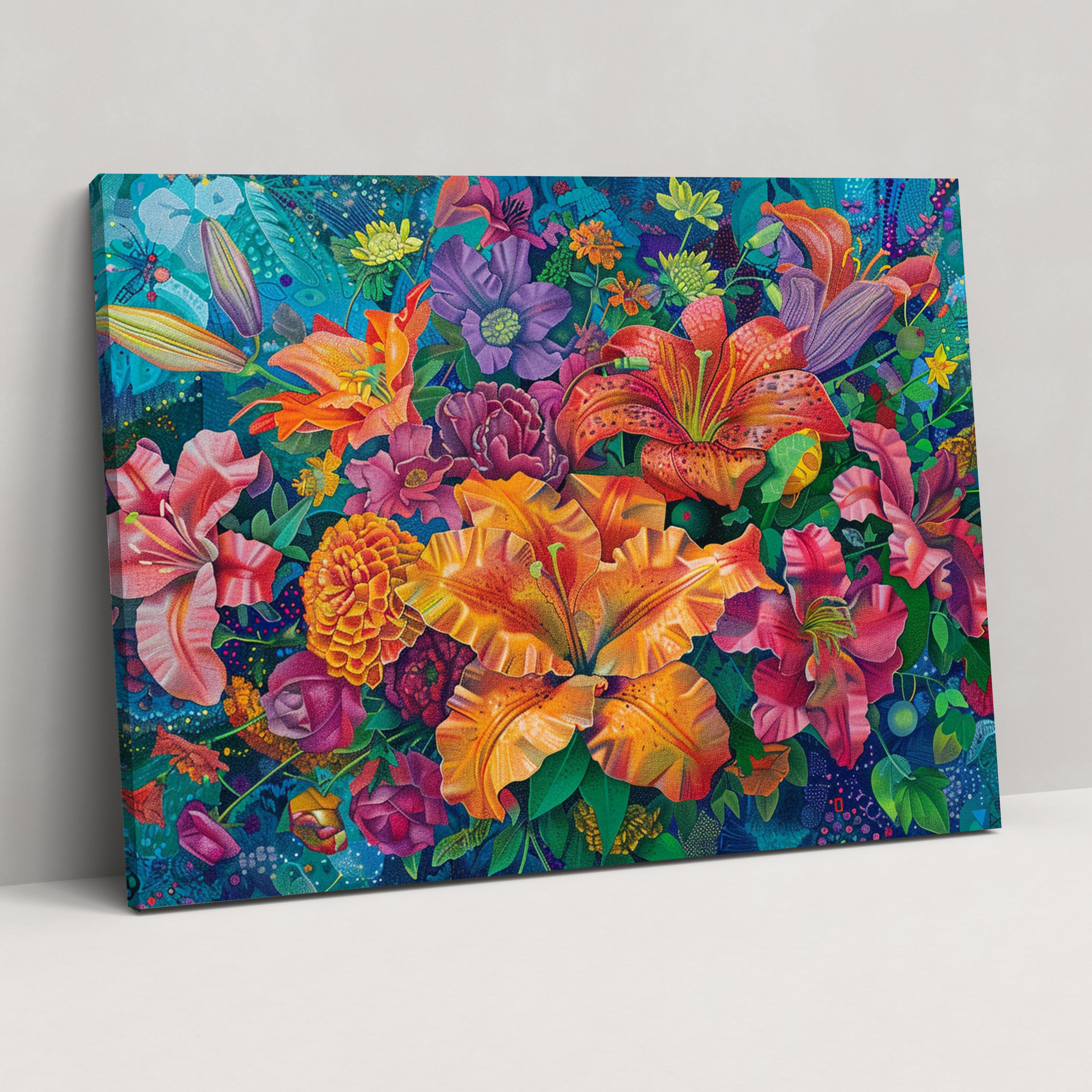 Pointillism Floral Canvas Print - Pointillism, Pointillism, Home Decoration, Canvas Wall Art