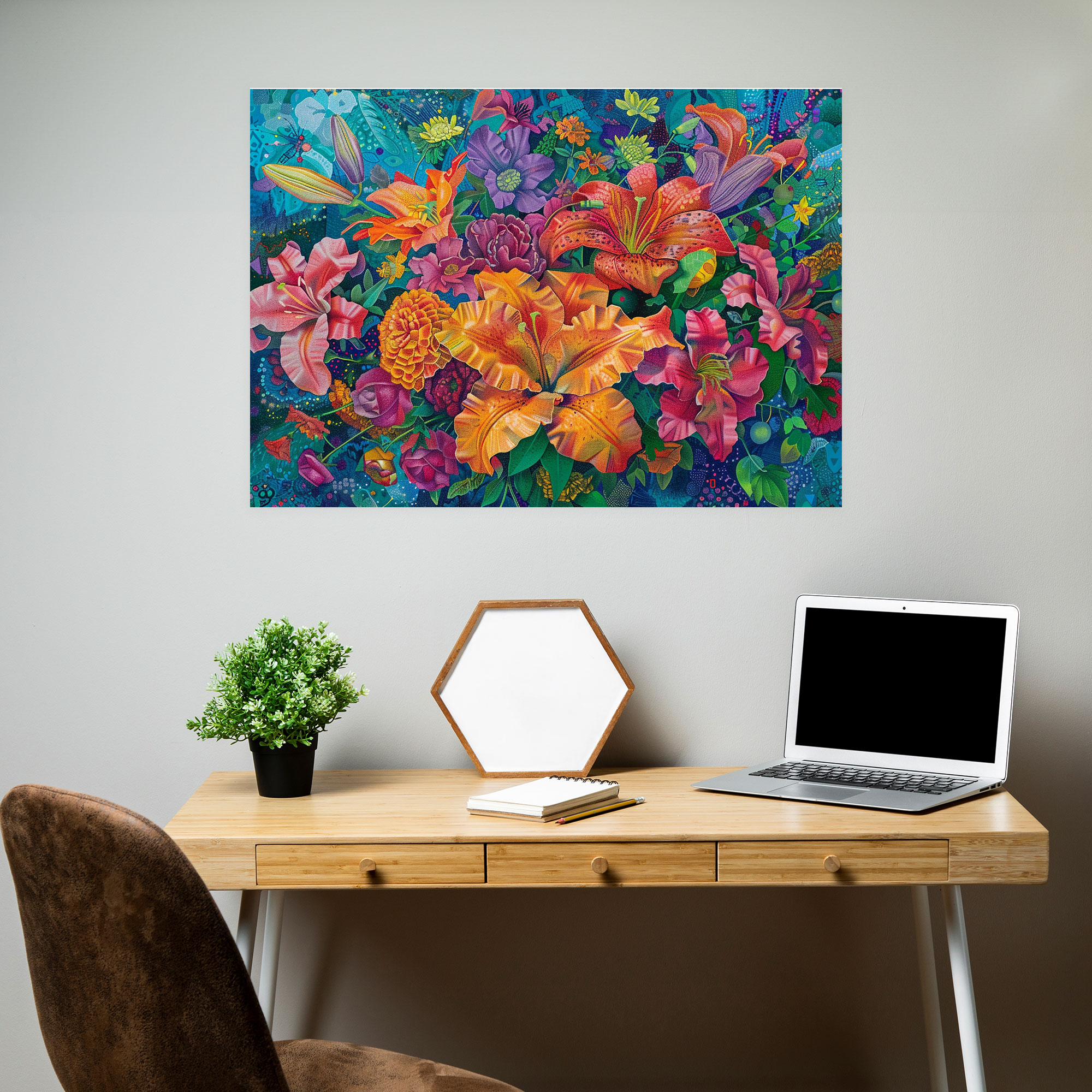 Pointillism Floral Canvas Print - Pointillism, Pointillism, Home Decoration, Canvas Wall Art